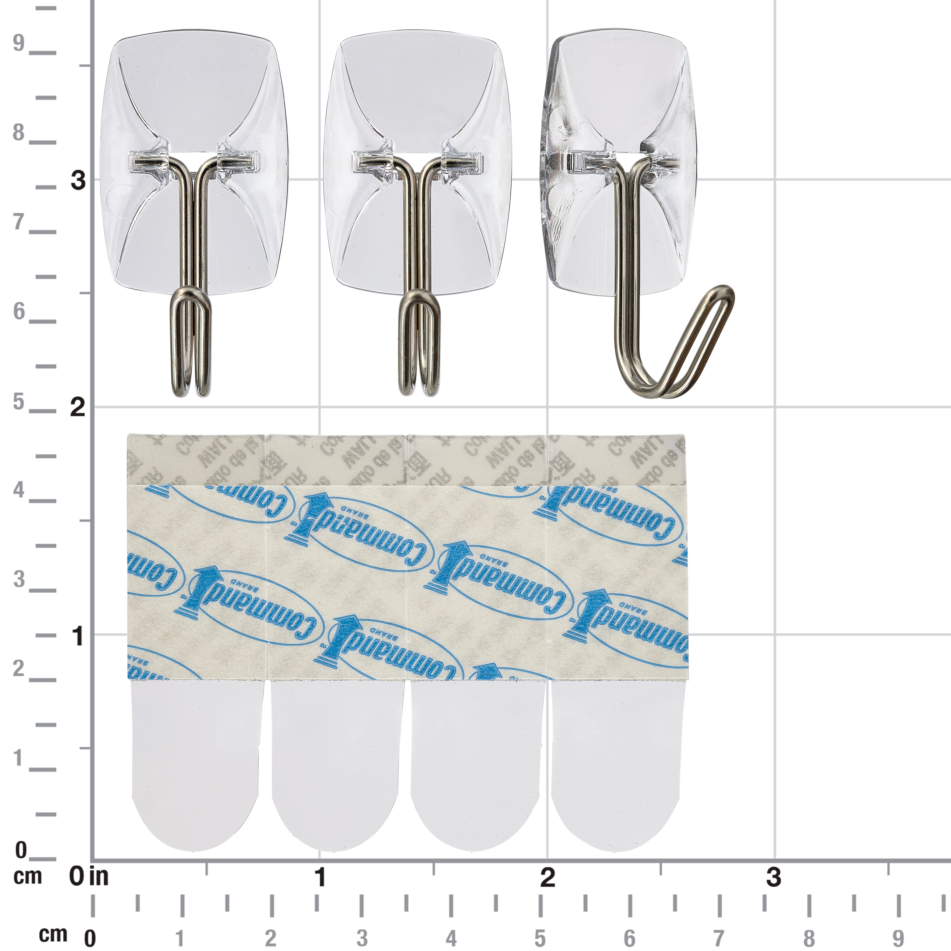 Command Small Clear Utensil Hooks with Clear Strips - 3 pack