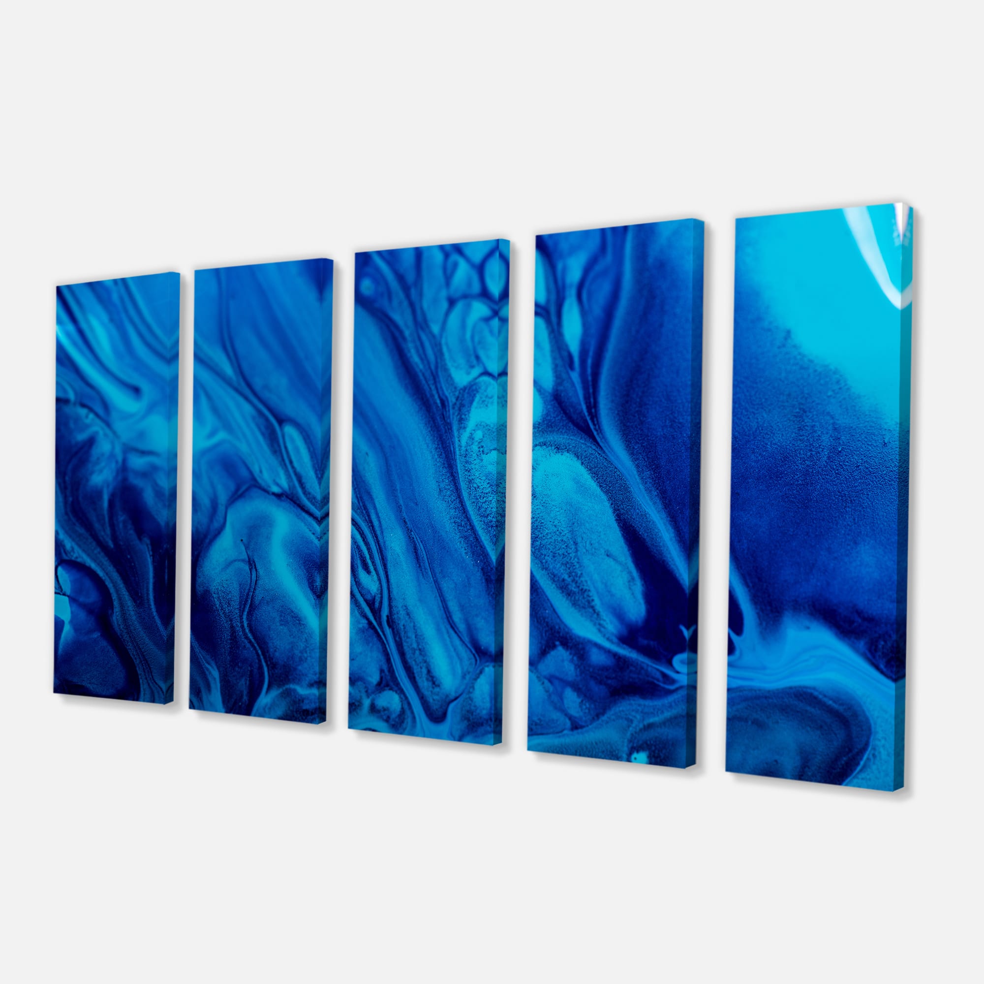 Designart - Dark Blue Abstract Acrylic Paint Mix - Abstract Art on Canvas
