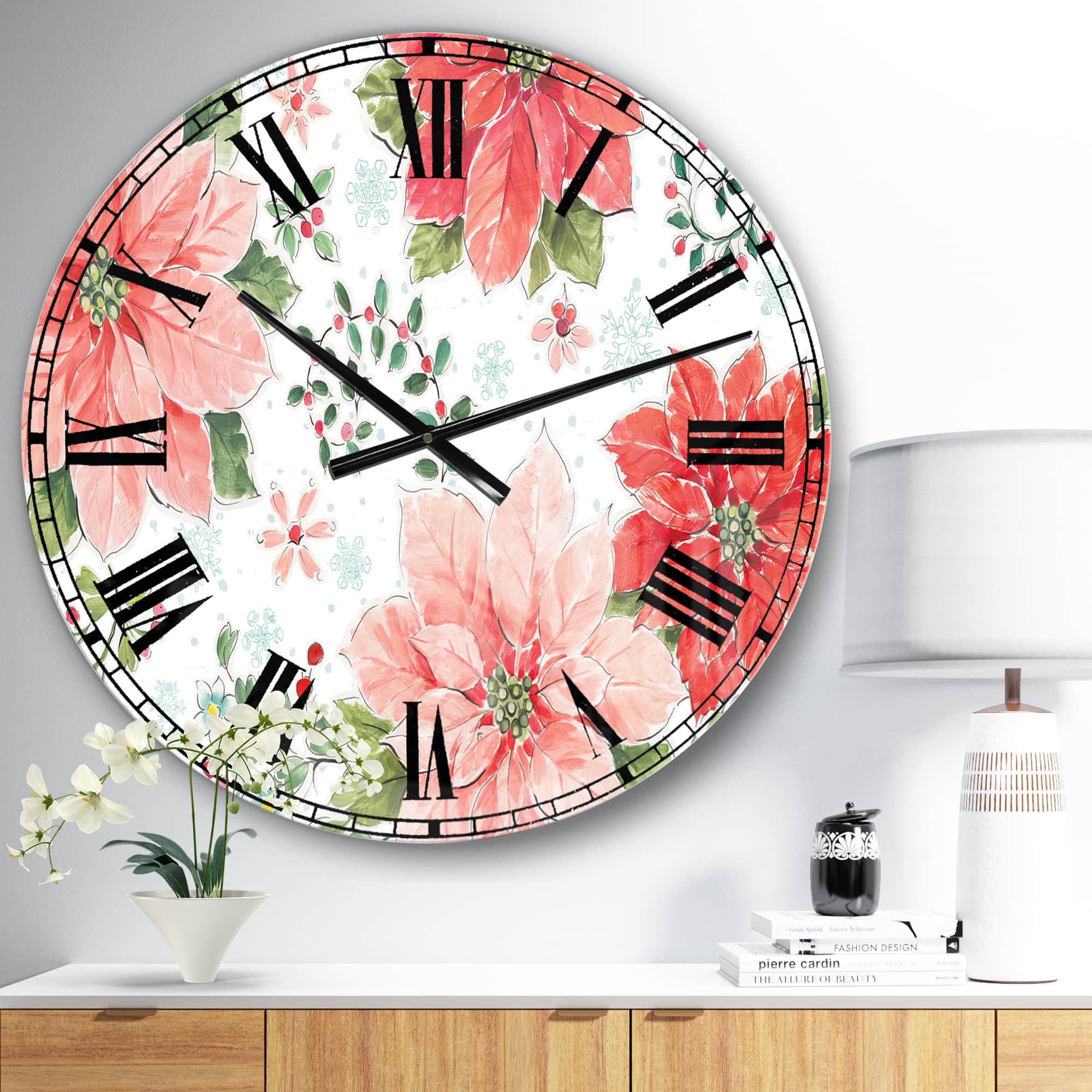 Designart &#x27;Country Flower Snowflakes I Traditional Wall Clock