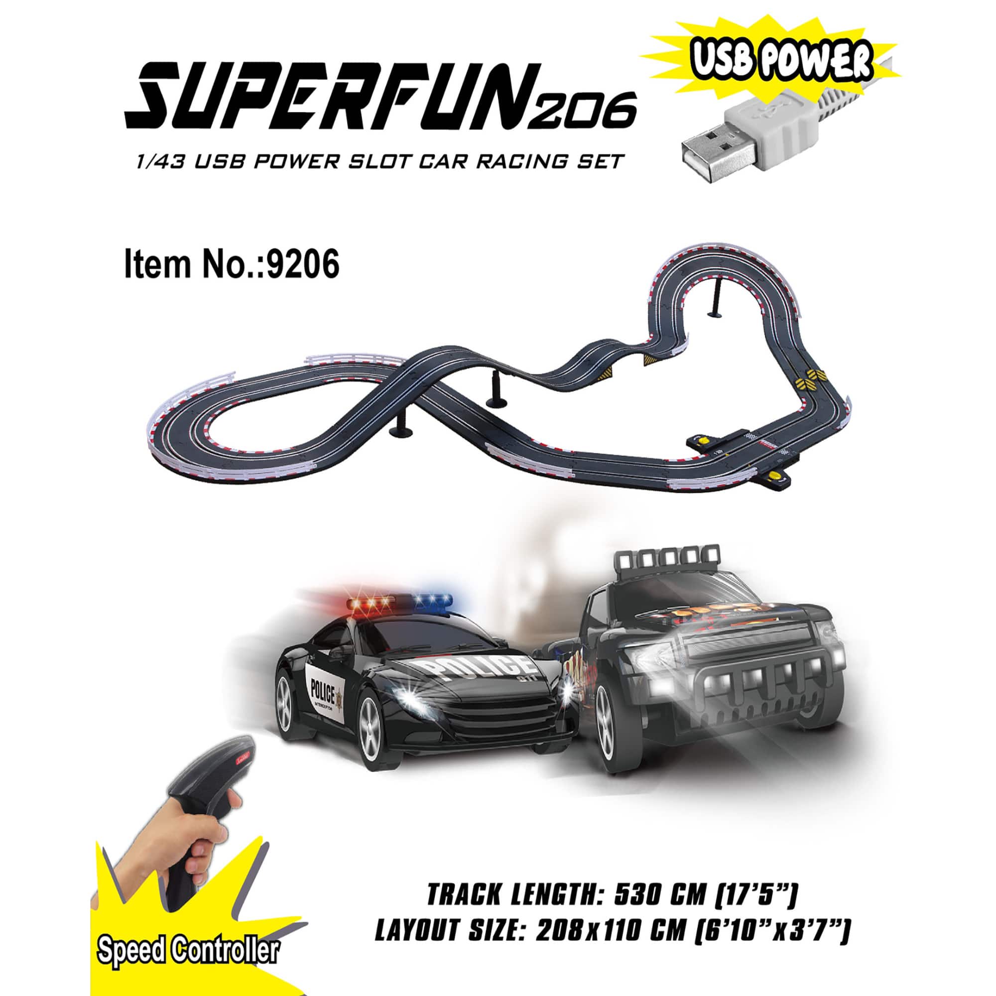 Joysway® SuperFun 206 USB Power Slot Car Racing Set