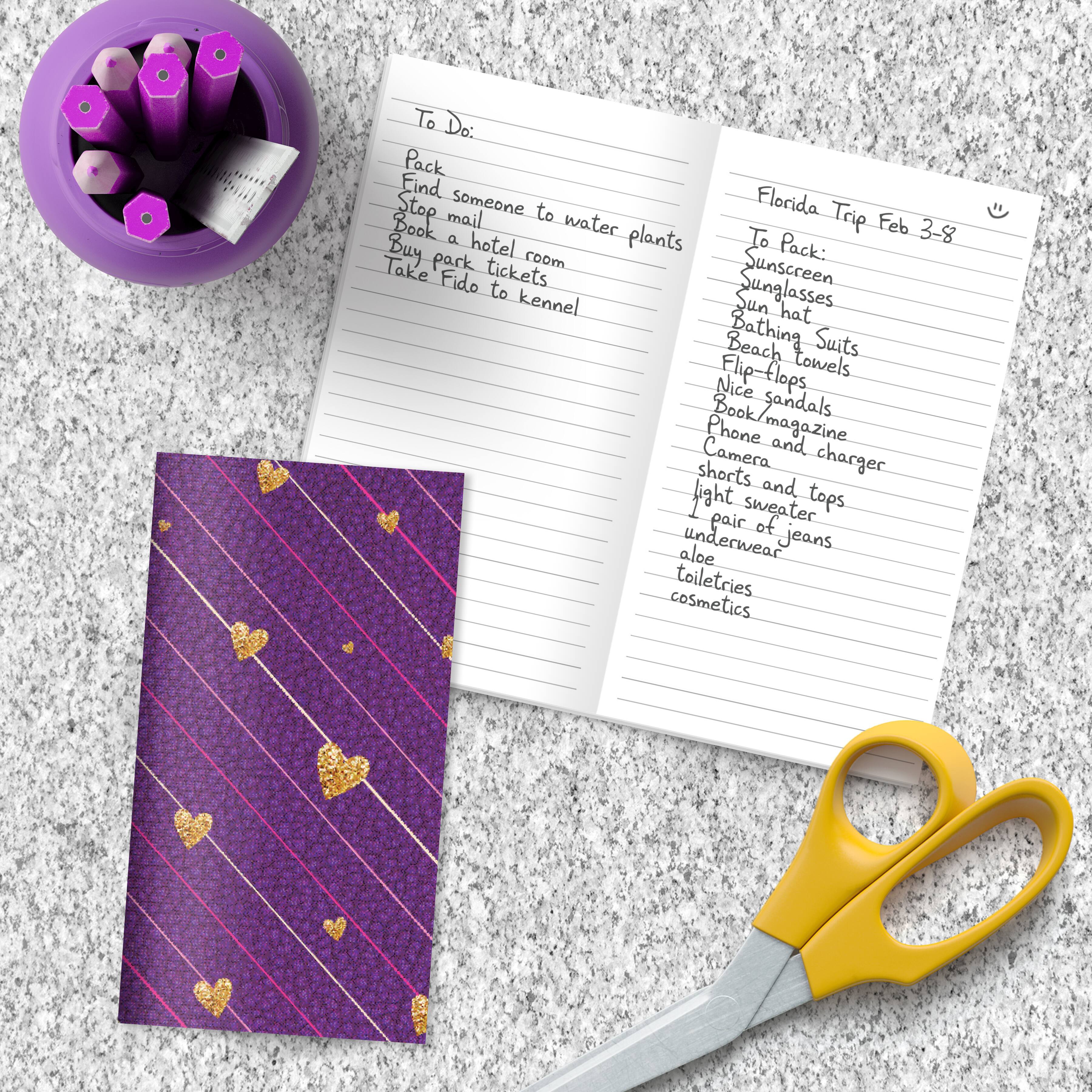 TF Publishing Violet & Gold Hearts Jotter