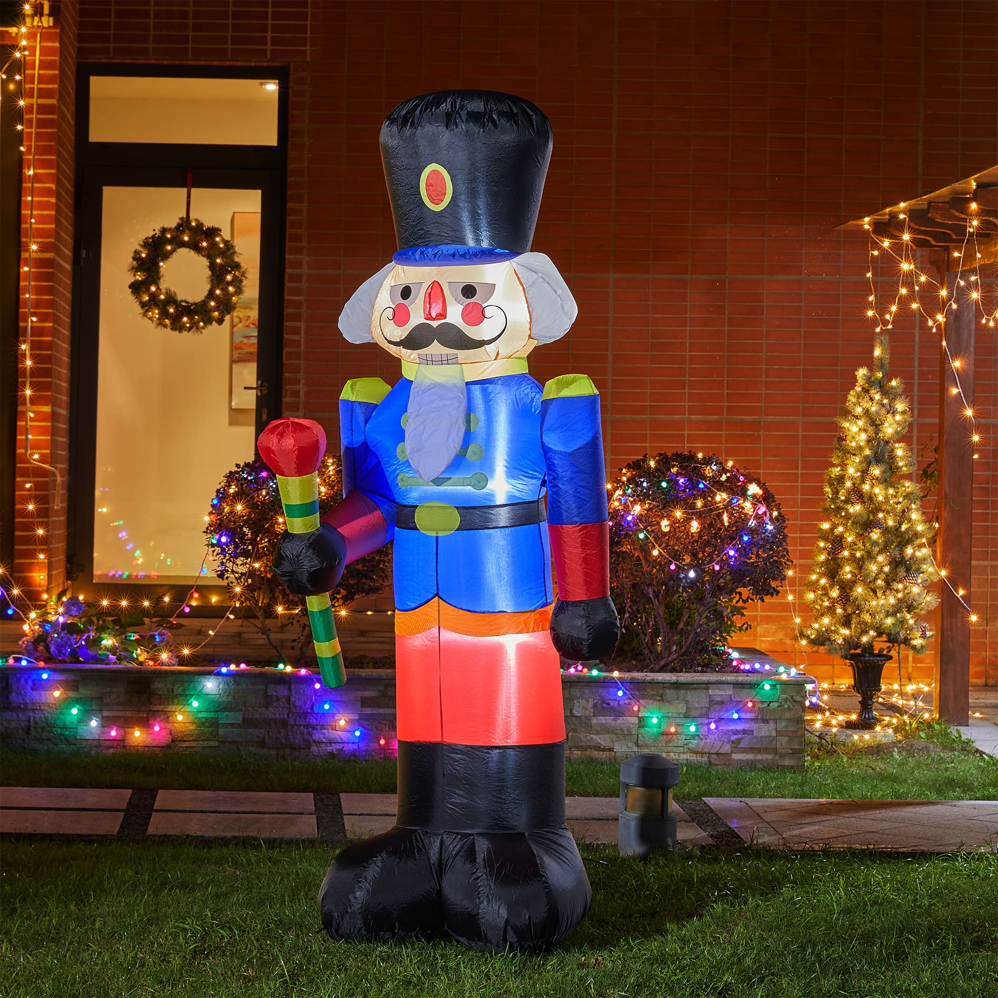 Glitzhome&#xAE; 8ft. Inflatable Nutcracker With Lights