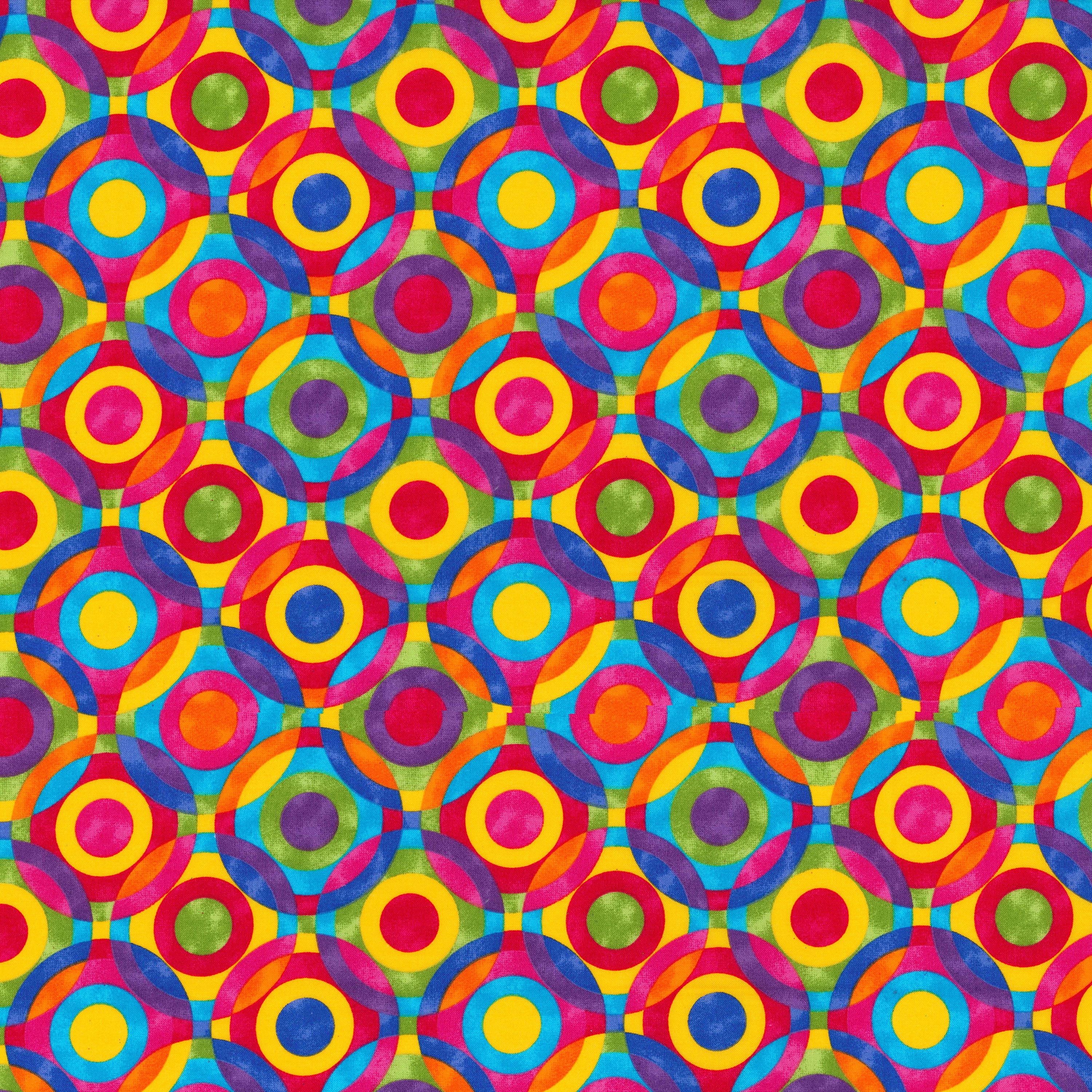 Fabric Traditions Multicolor Geometric Circles Cotton Fabric