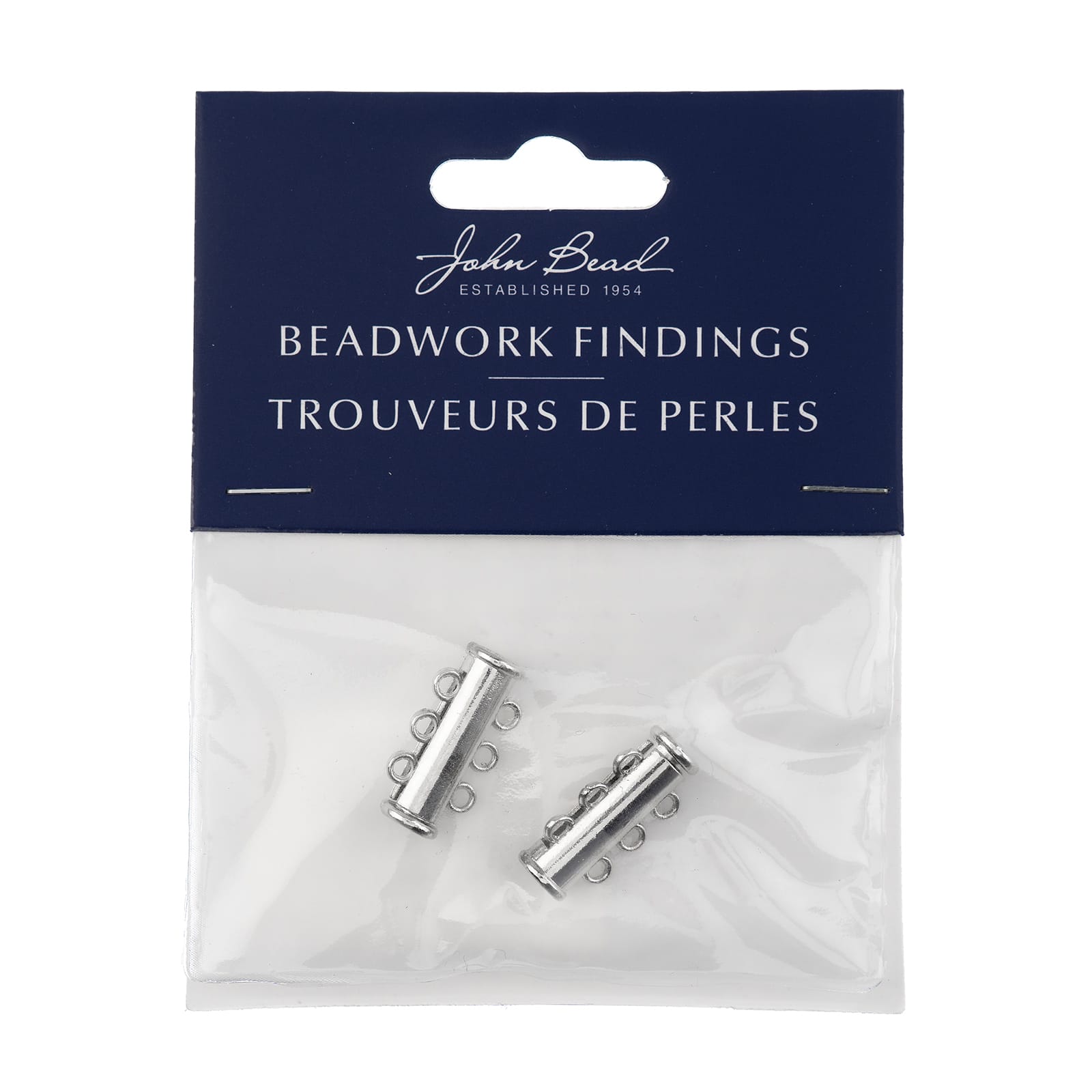 John Bead Silver Multi-Strand Tube Slide Clasps, 2ct.