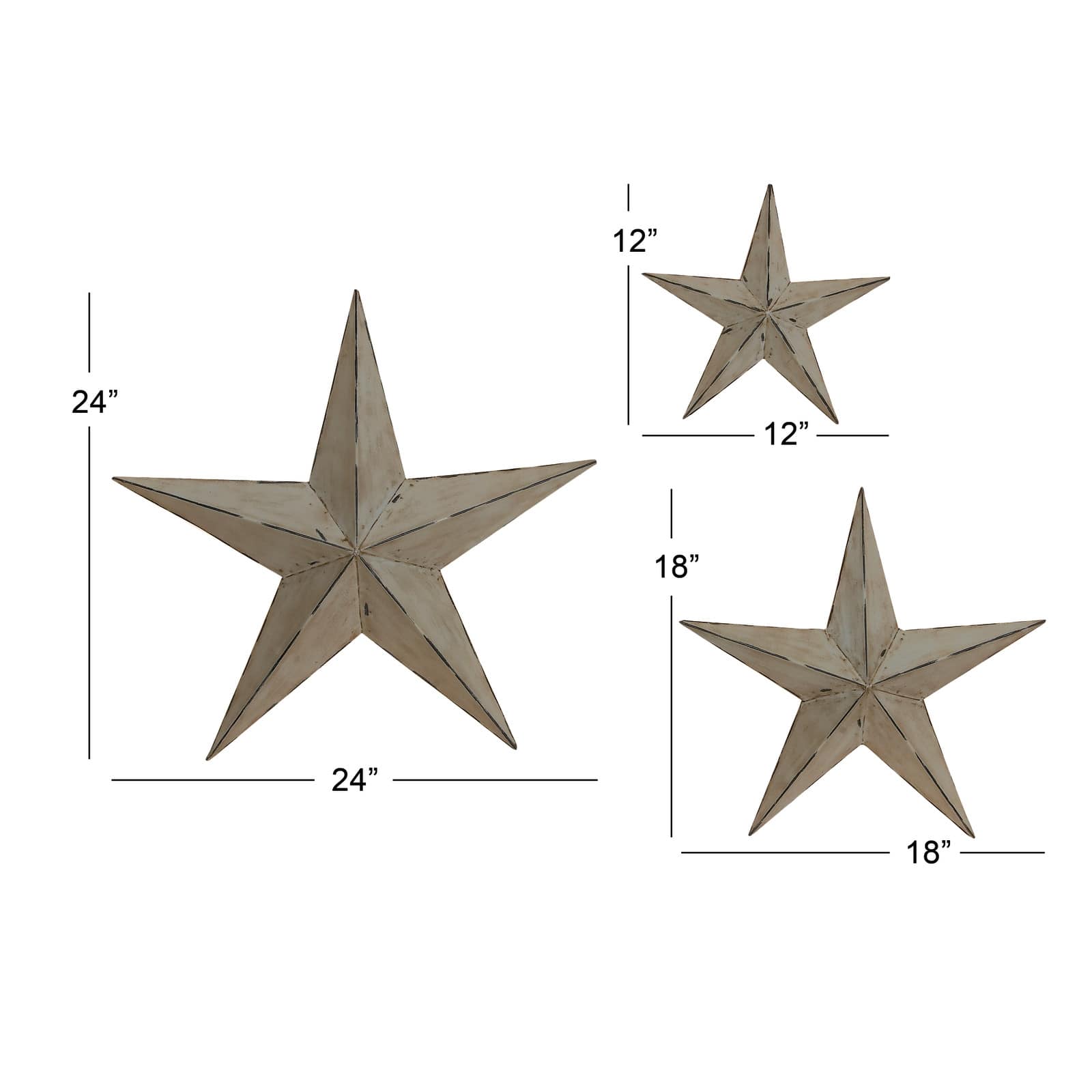 Light Brown Metal Star Wall Décor Set