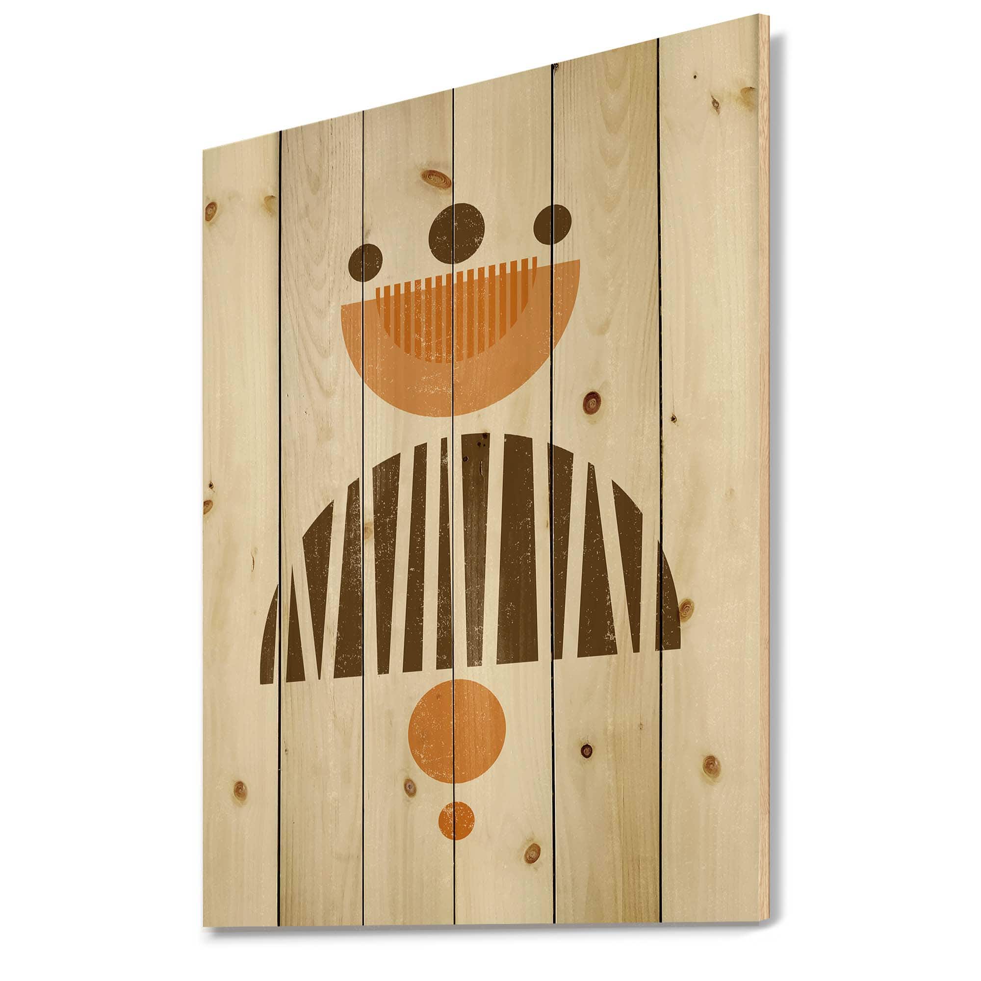 Designart - Abstract Minimal Sun and Moon In Earth Tones IV - Modern Print on Natural Pine Wood