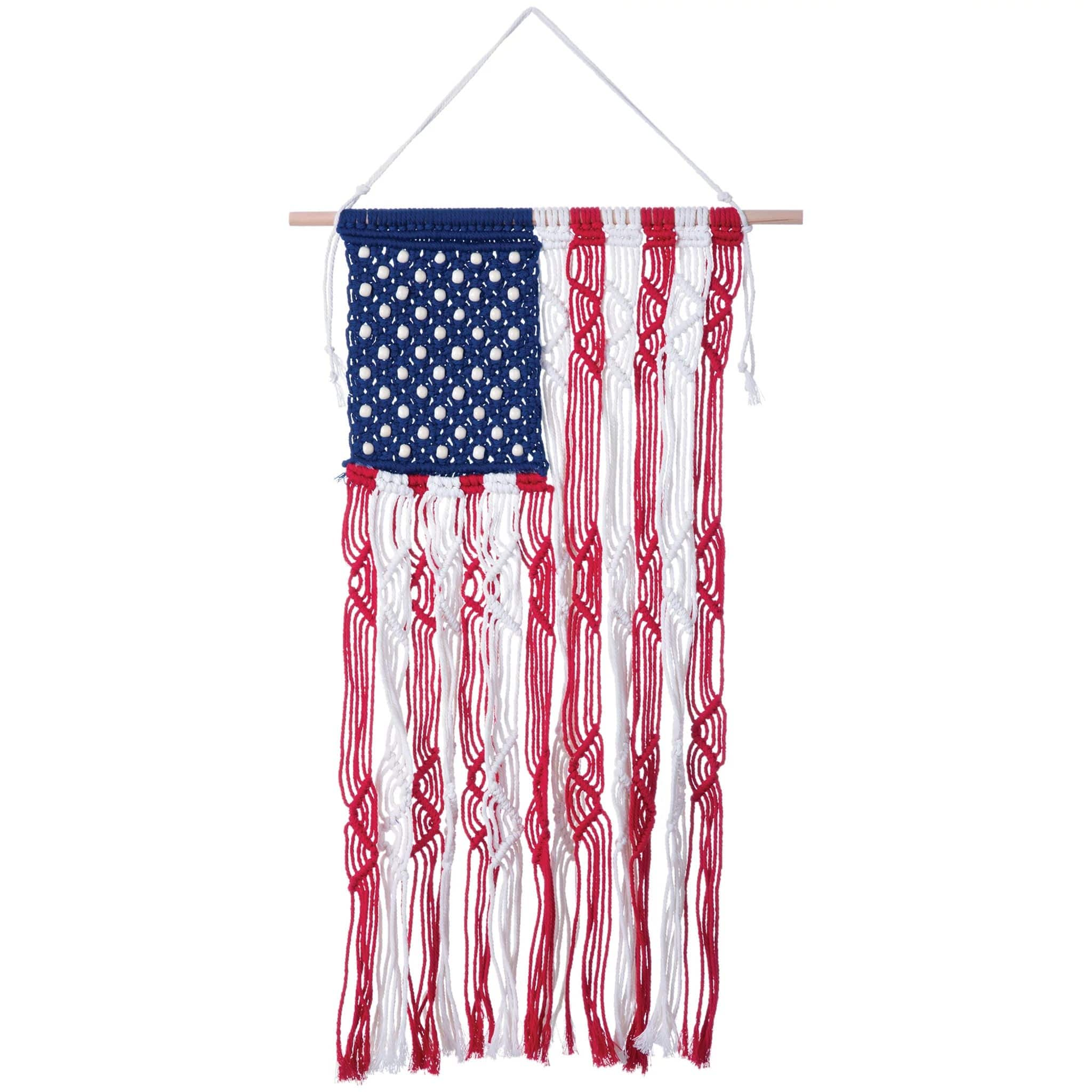 26&#x22; Patriotic Macram&#xE9; Flag Wall Hanging