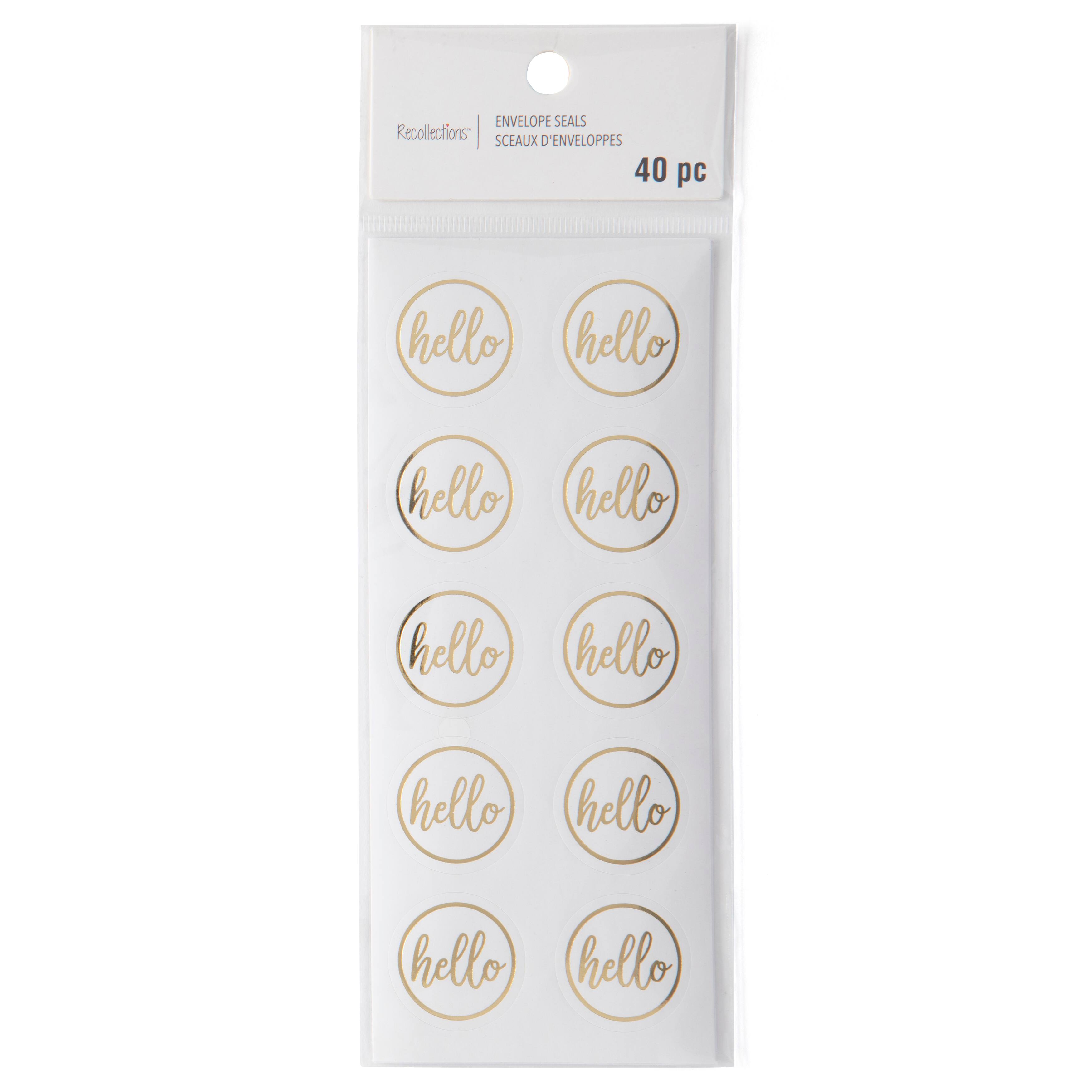 12 Packs: 40 ct. (480 total) Gold Hello Foil Envelope Seals by Recollections™