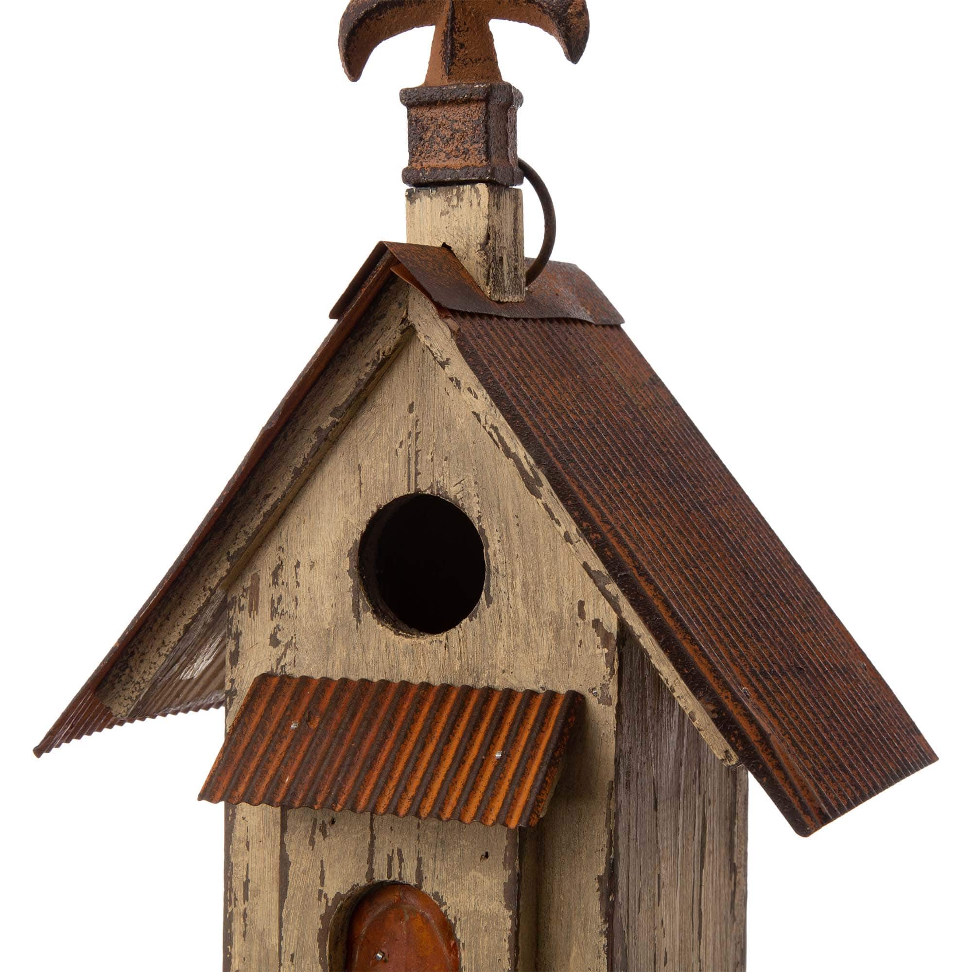 Glitzhome&#xAE; Tall Distressed Wood Church Bird House