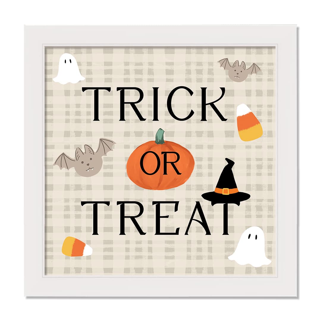 Trick or Treat Icons White Framed Print