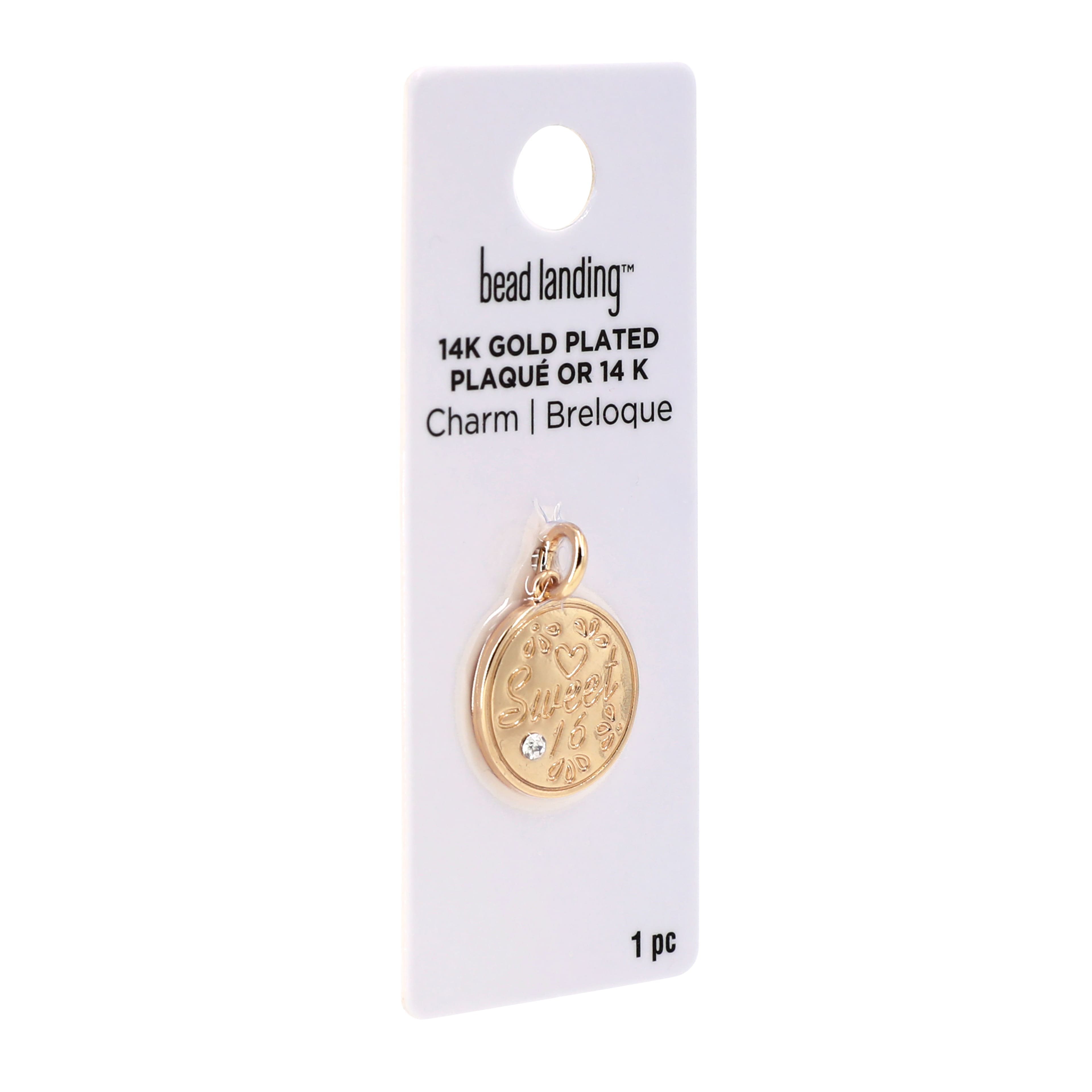 14K Gold Plated Sweet 16 Disc Charm by Bead Landing&#x2122;