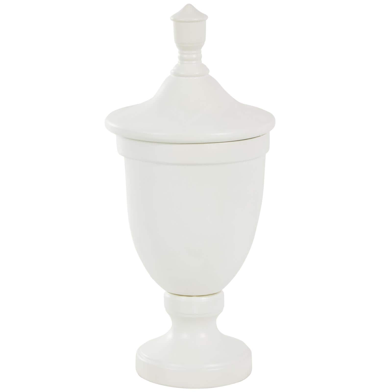 22" White Ceramic Fluted Urn Jar