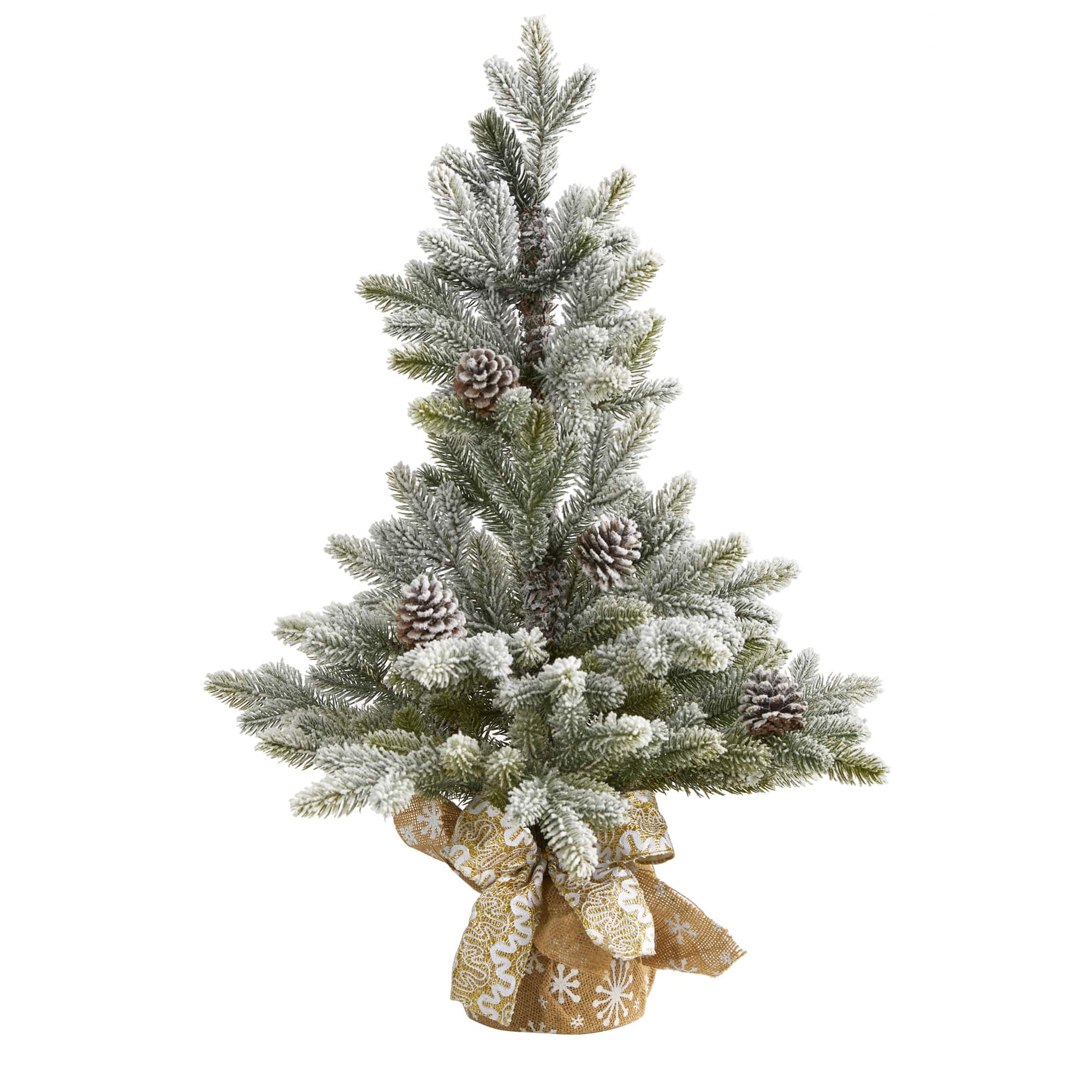 2.5ft. Unlit Flocked Artificial Christmas Tree with Pinecones