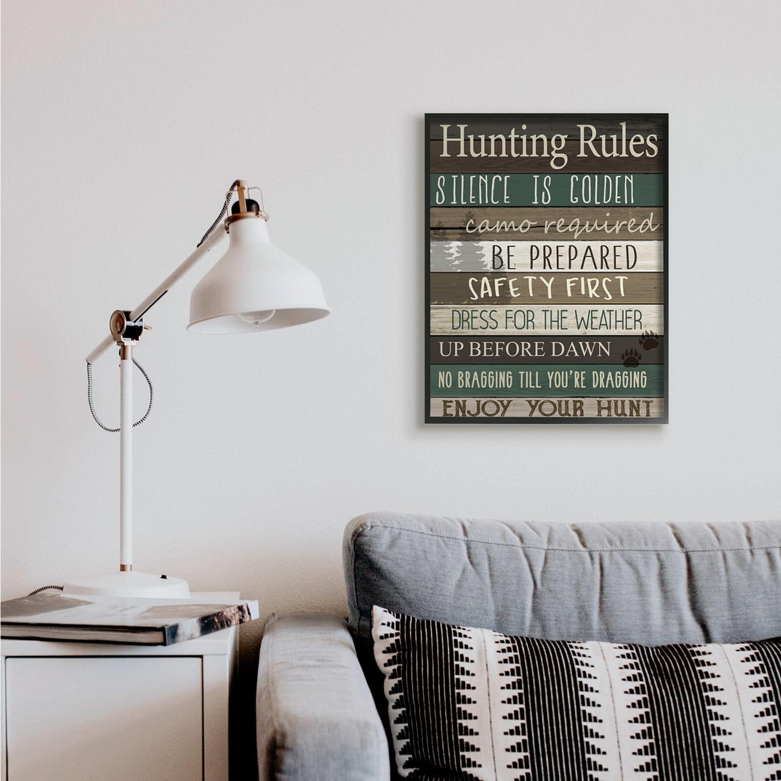 Stupell Industries Cabin Hunting Rules Rustic Charm Brown Green Framed Wall Art