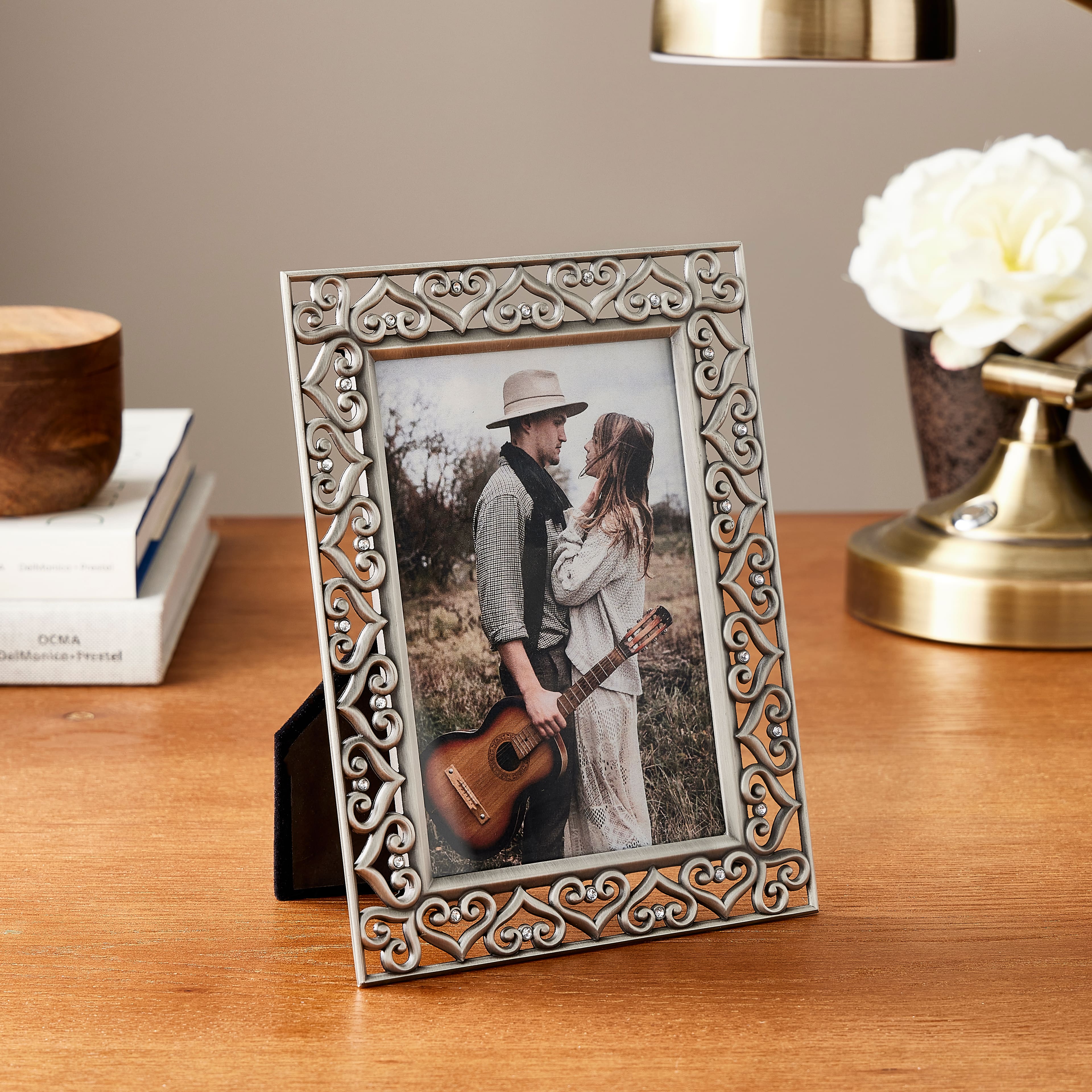 Expressions™ Pewter Hearts Jeweled Frame by Studio Décor