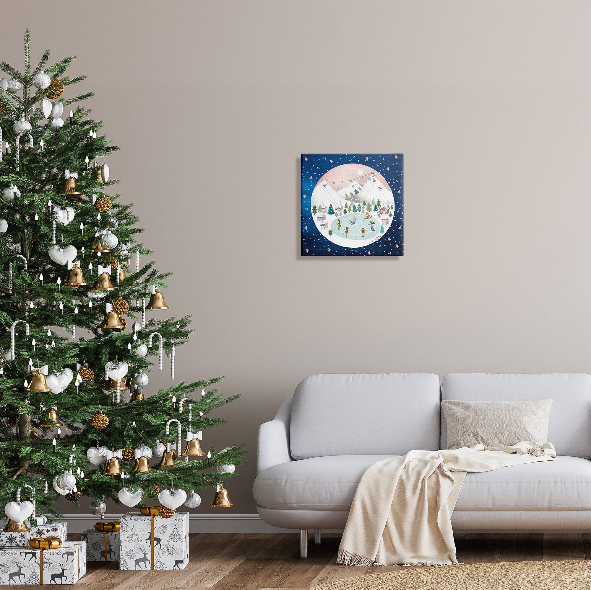 Stupell Industries Ice Skating Christmas Snow Scene Canvas Wall Art