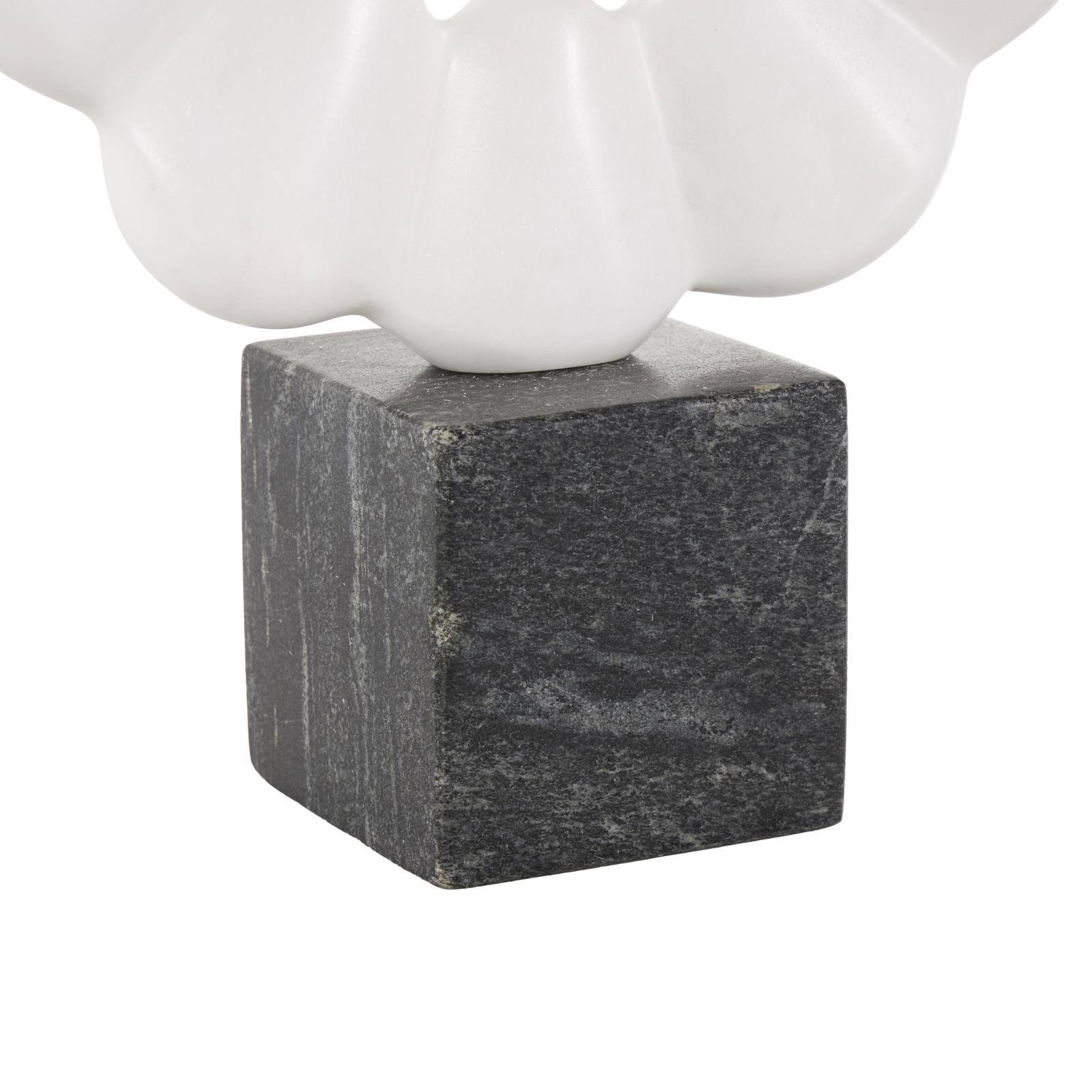 12" White & Black Marble Geometric Floral Inspired Ring Sculpture