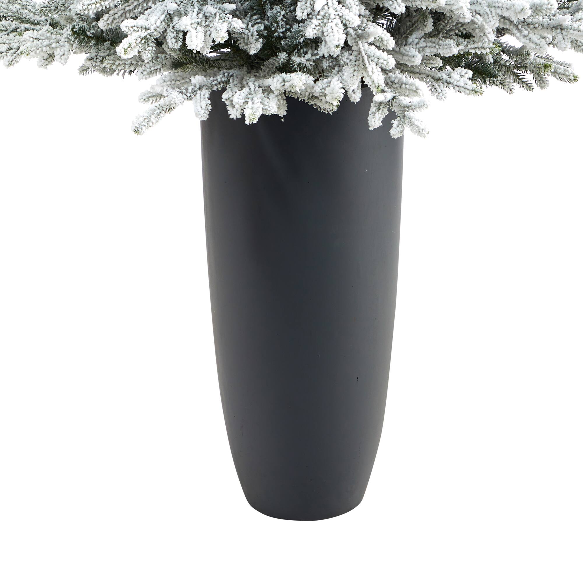 5ft. Pre-Lit Flocked Fraser Fir Artificial Christmas Tree in Gray Planter, Warm White Lights