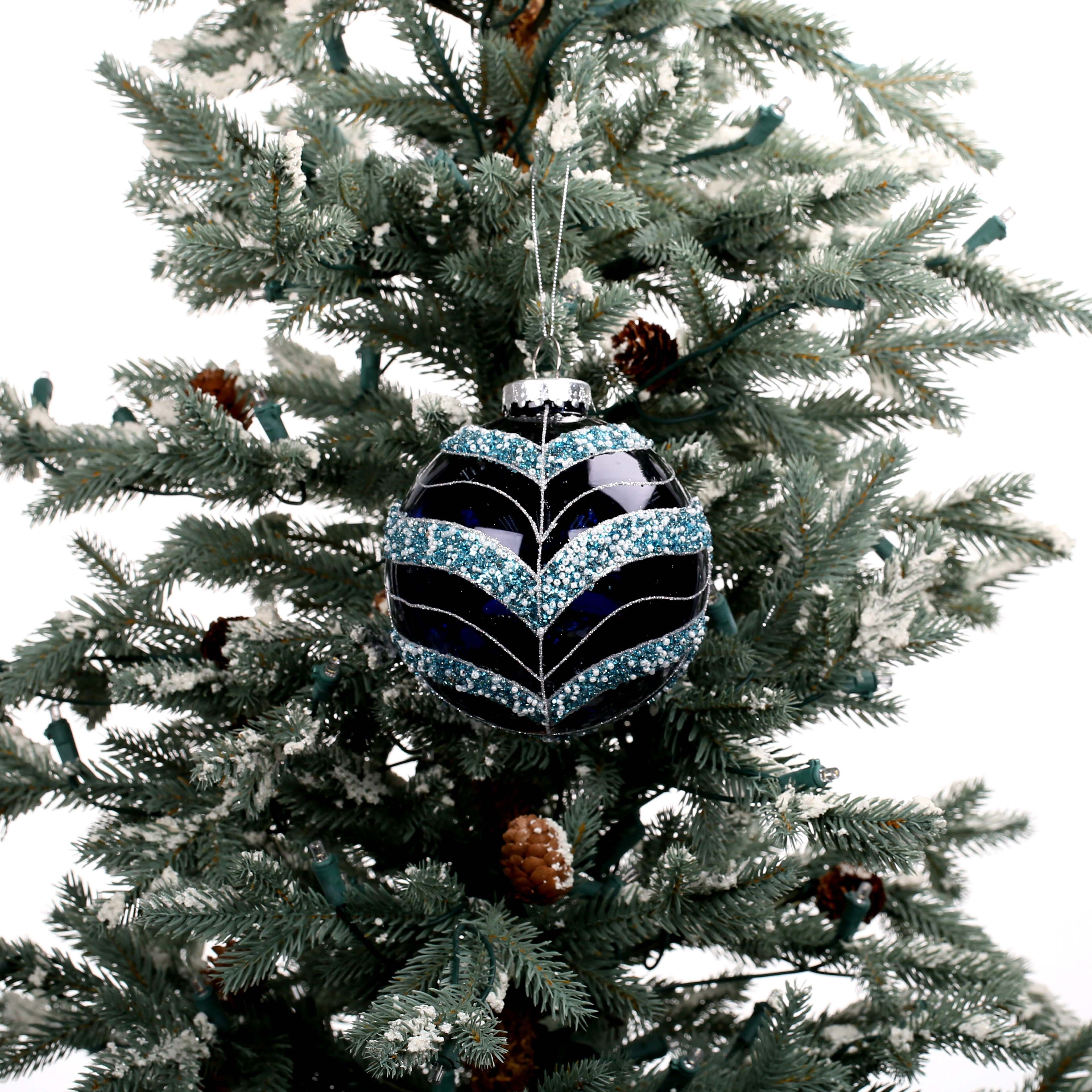 2 Pack 4.7&#x22; Blue Glitter Ball Ornaments by Ashland&#xAE;