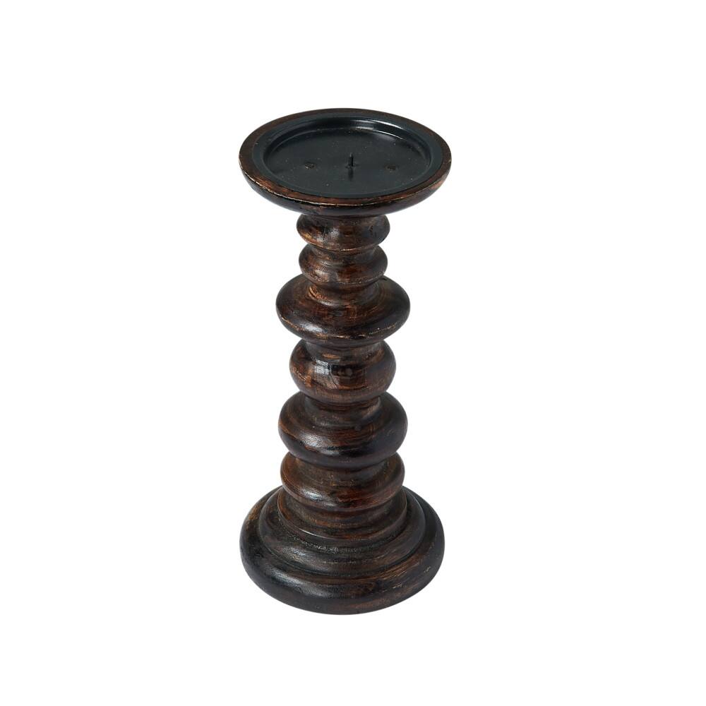 Hello Honey&#xAE; 9&#x22; Natural Carved Wood Pillar Candle Holder