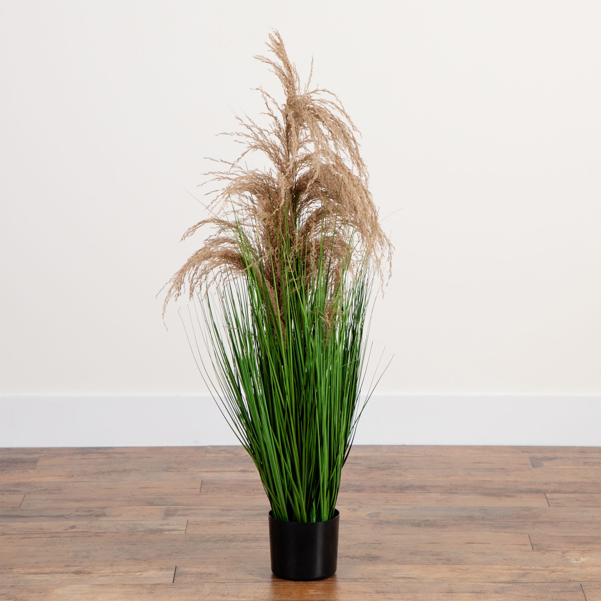 4ft. Green & Brown Artificial Pampas Grass in Black Pot