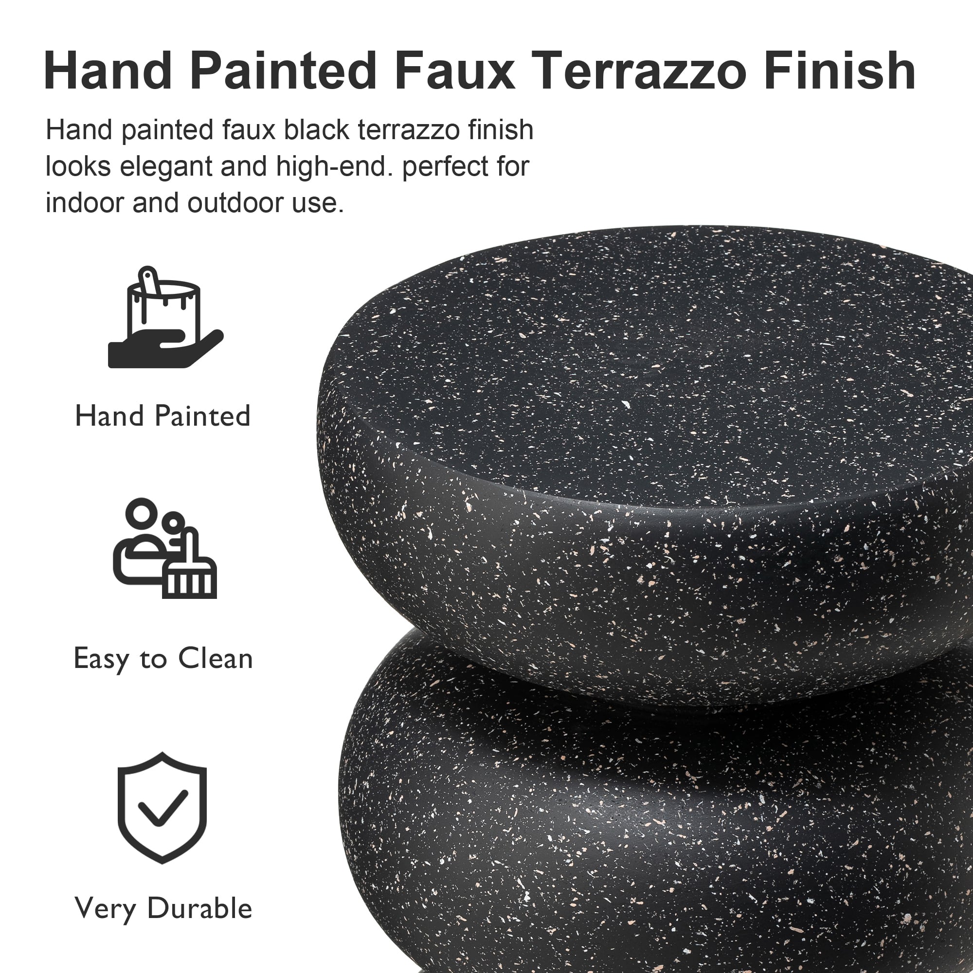 Glitzhome® 18" Multifunctional Faux Terrazzo Garden Stool