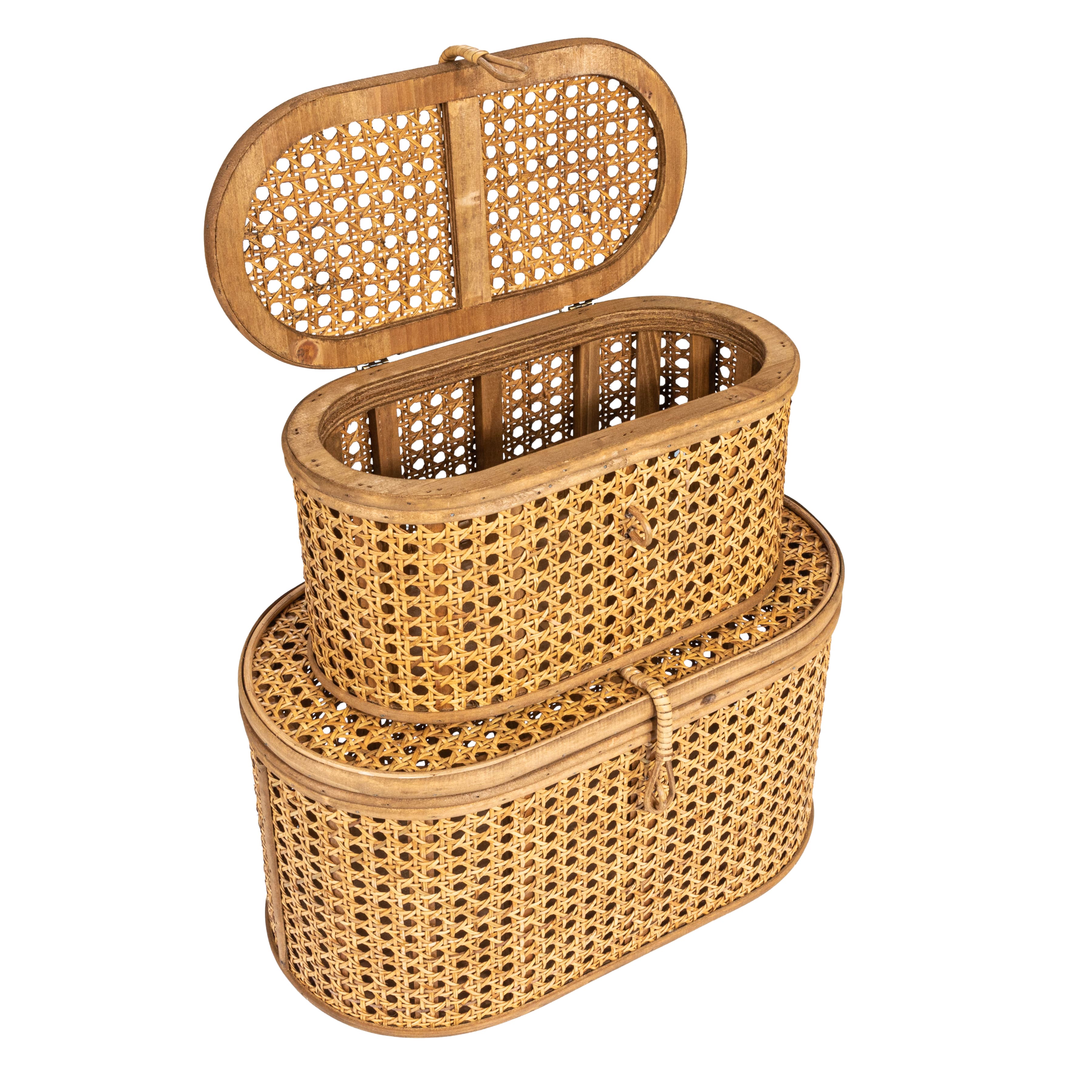 Modern Decorative Oval Woven Rattan Storage Box Set