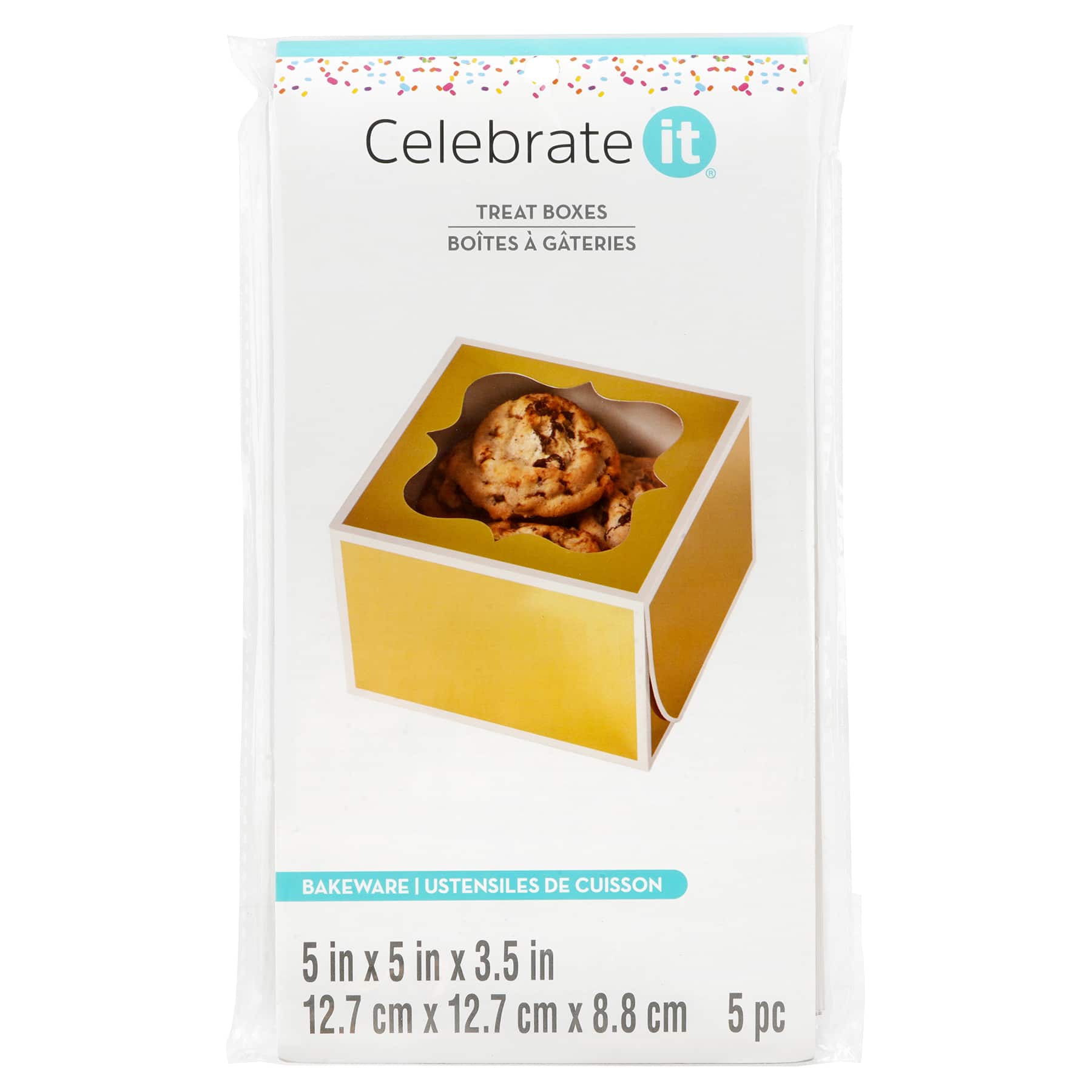 12 Packs: 5 ct. (60 total) 5&#x22; Gold Window Treat Boxes by Celebrate It&#xAE;