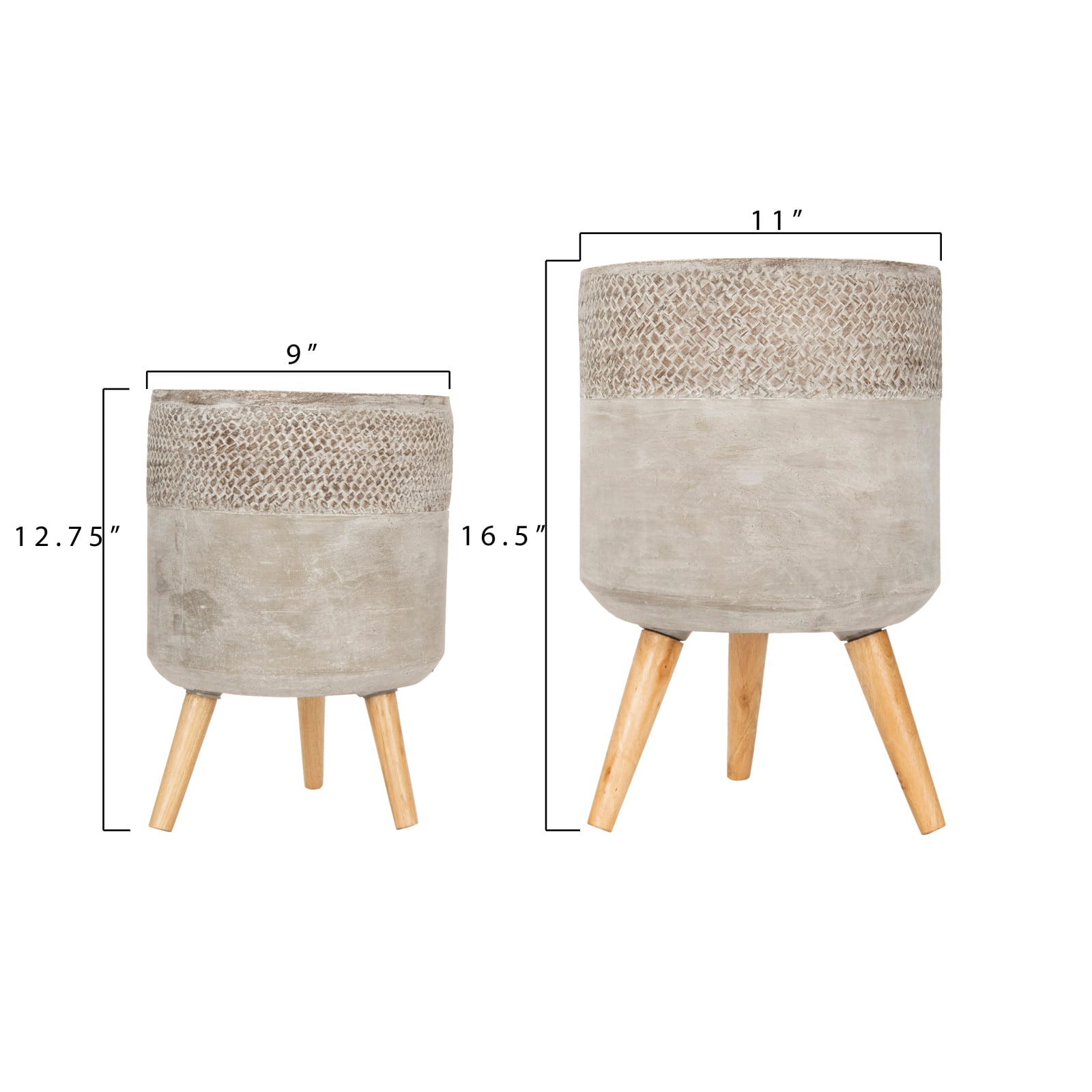 Hello Honey&#xAE; Gray Cement Planter with Removable Wood Legs Set