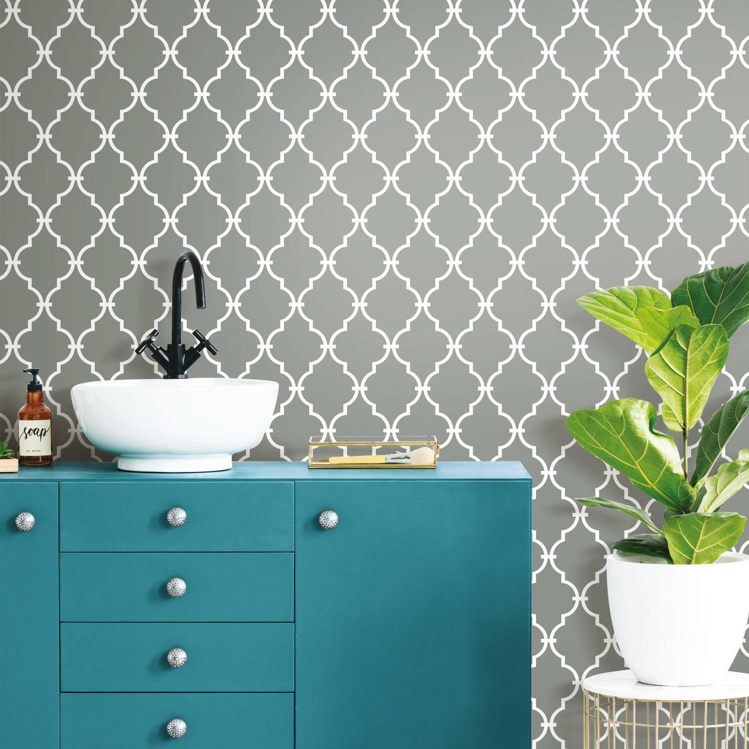 RoomMates Modern Trellis Peel &#x26; Stick Wallpaper