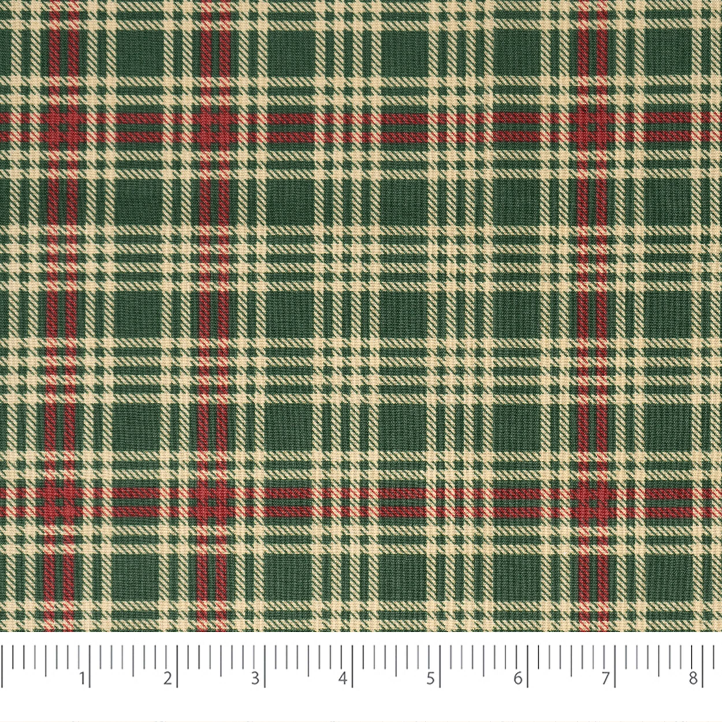 SINGER Christmas Holiday Green Red Plaid Cotton Fabric