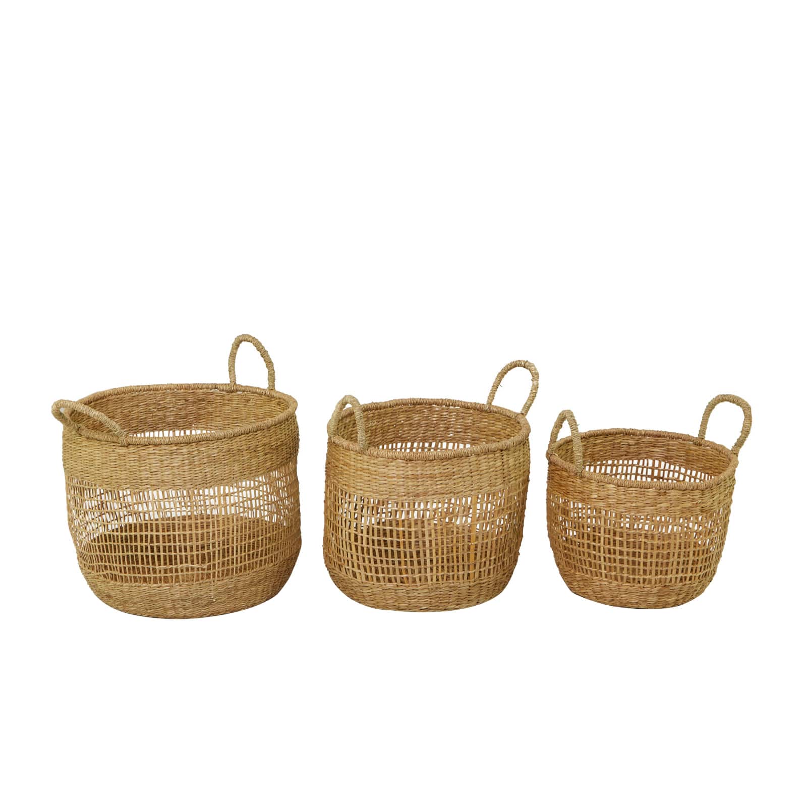 Brown Seagrass Bohemian Storage Baskets, 3ct.