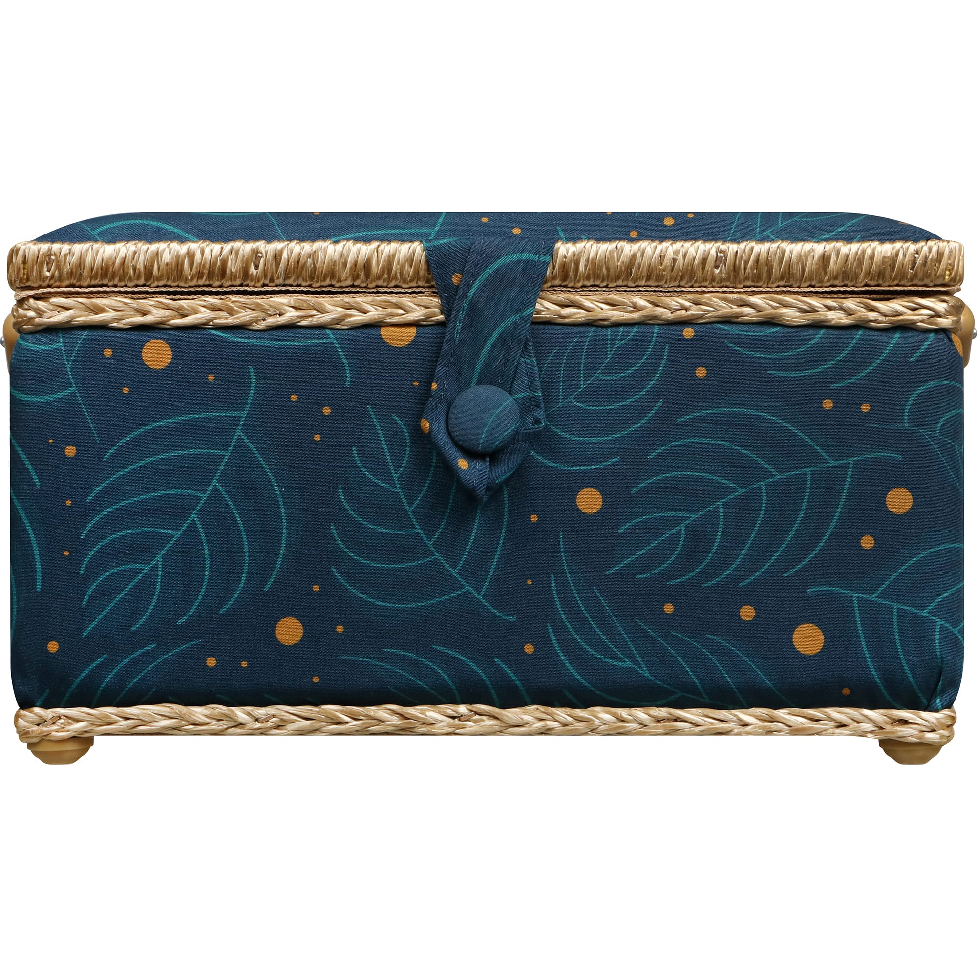 SINGER® Large Leaf Print Sewing Basket with Travel Sewing Kit & Matching Zipper Pouch