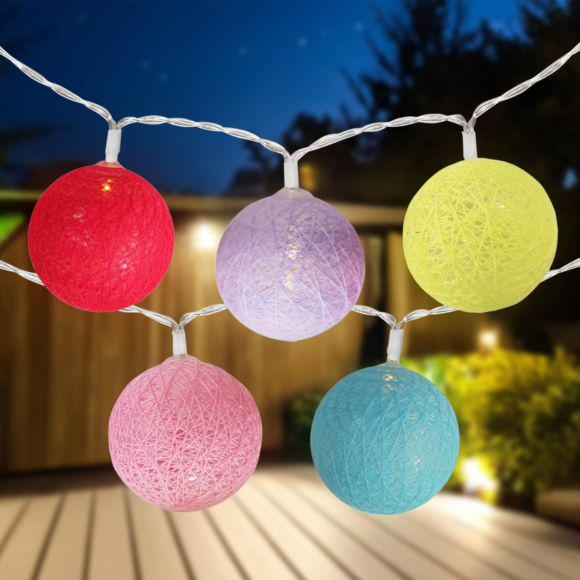 10ct. Multicolor LED Yarn Ball Summer String Lights