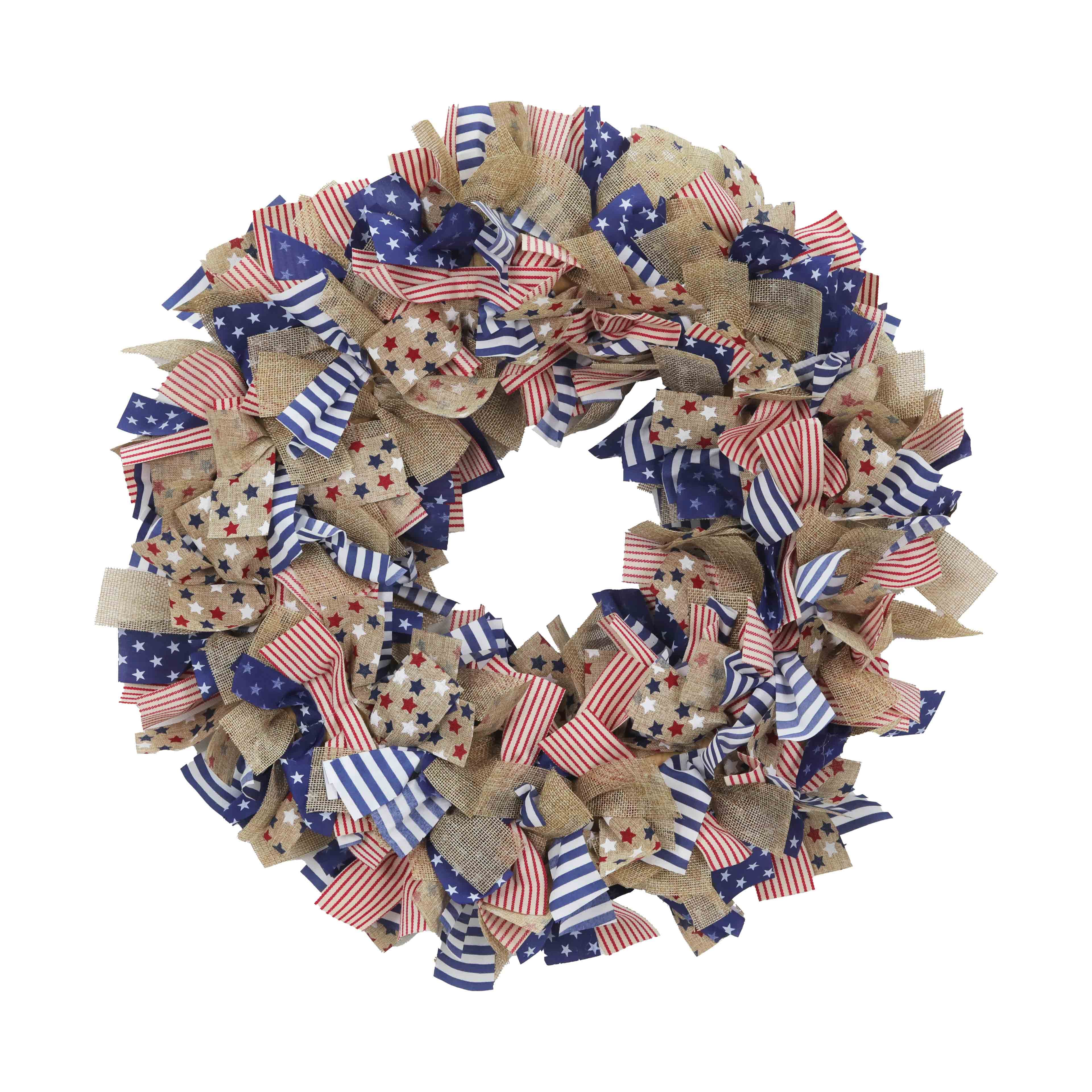 20&#x22; Stars &#x26; Stripes Ribbon Wreath by Celebrate It&#x2122;