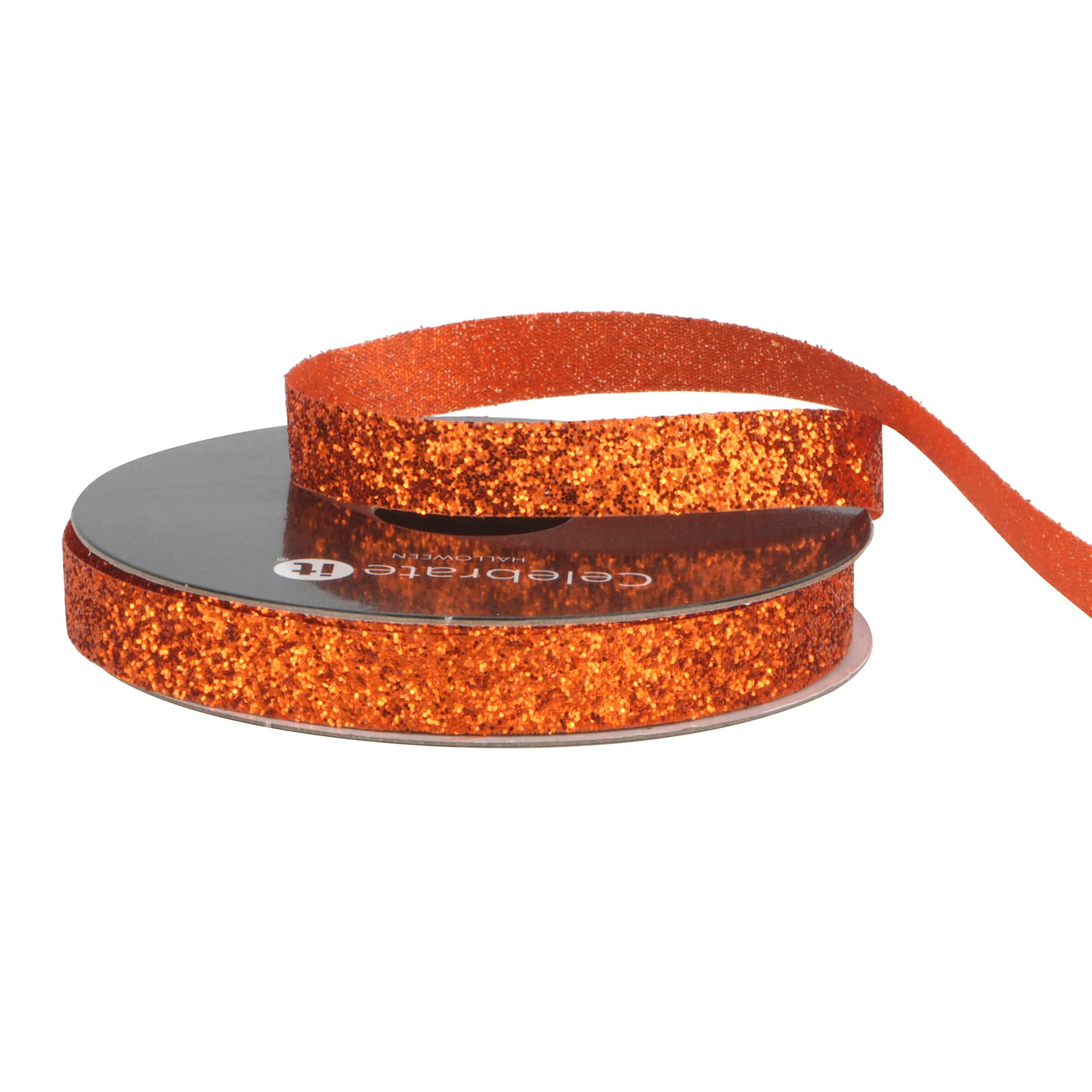 3/8&#x22; x 4yd. Orange Glitter Ribbon by Celebrate It&#xAE; Halloween