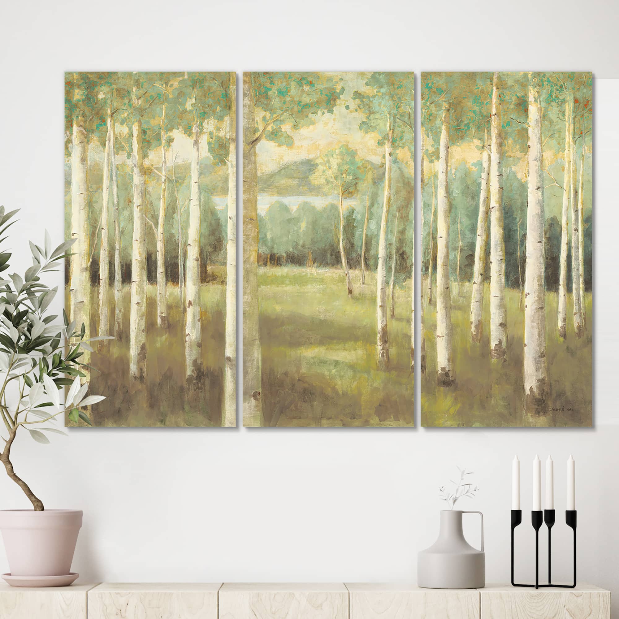 Designart - Aspens Neutral Forest - Traditional Gallery-wrapped Canvas