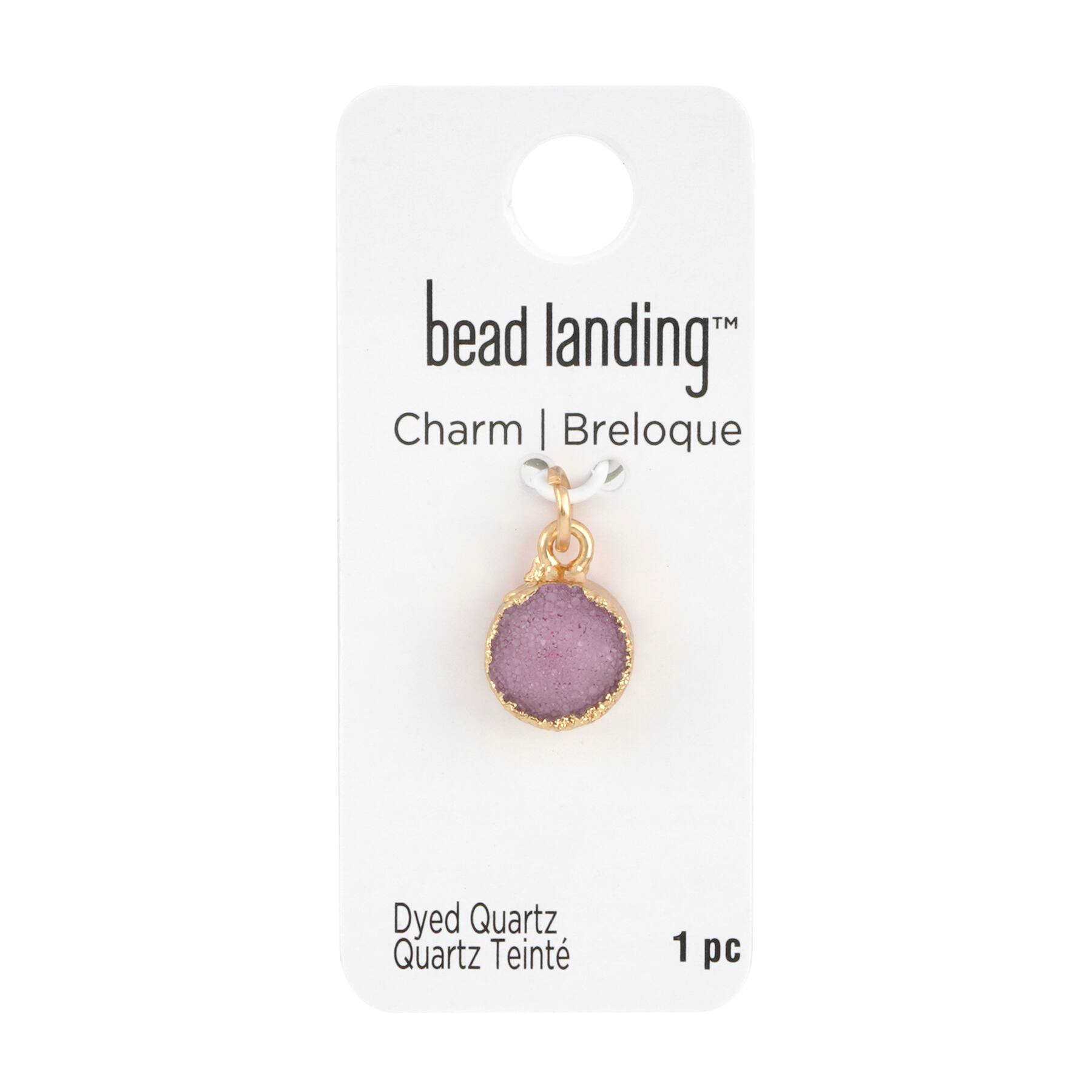 12 Pack: Round Light Amethyst Dyed Quartz Charm by Bead Landing™