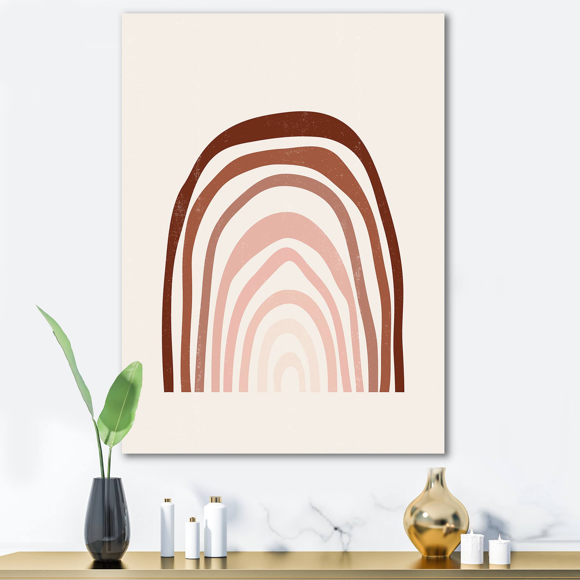 Designart - Terracotta Minimalist Boho Rainbow I - Modern Canvas Wall Art Print