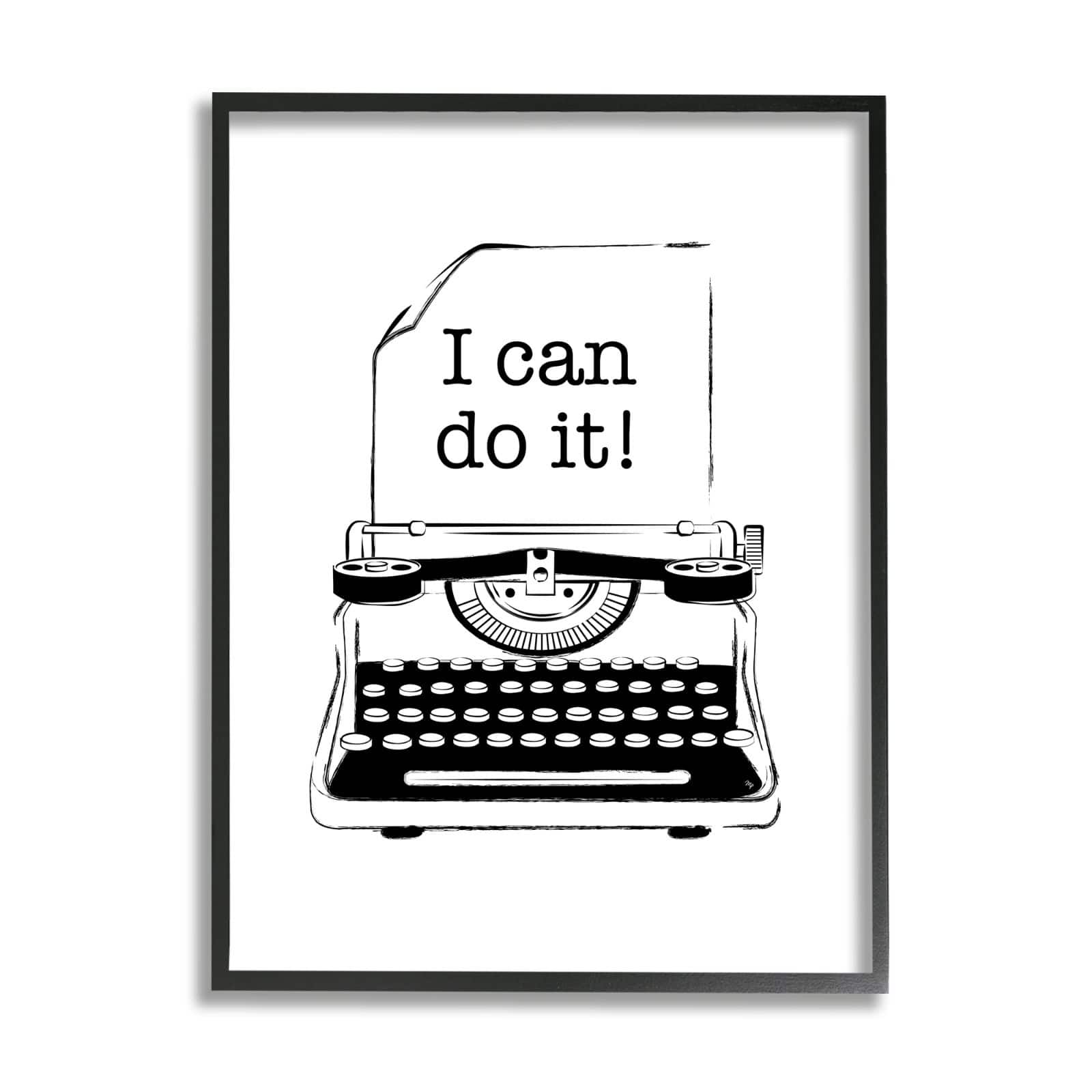 Stupell Industries Vintage Typewriter Inspirational Black Framed Wall Art