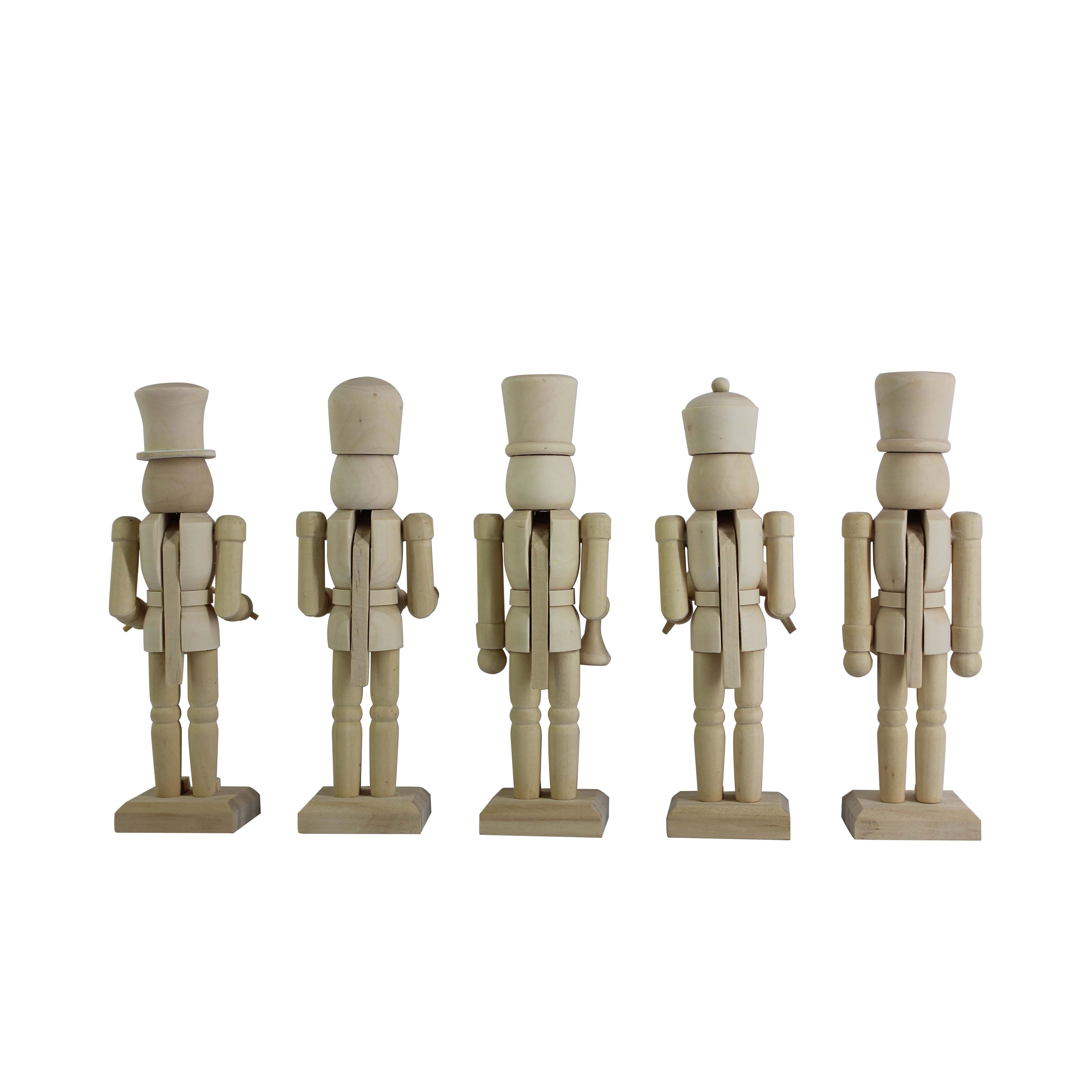 6" Musical 5 Piece DIY Pinewood Nutcracker Set by Make Market®