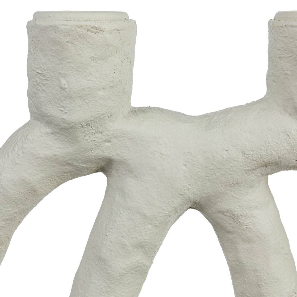 Hello Honey® 12" Ivory Modern Sculptural Double Taper Candle Holder