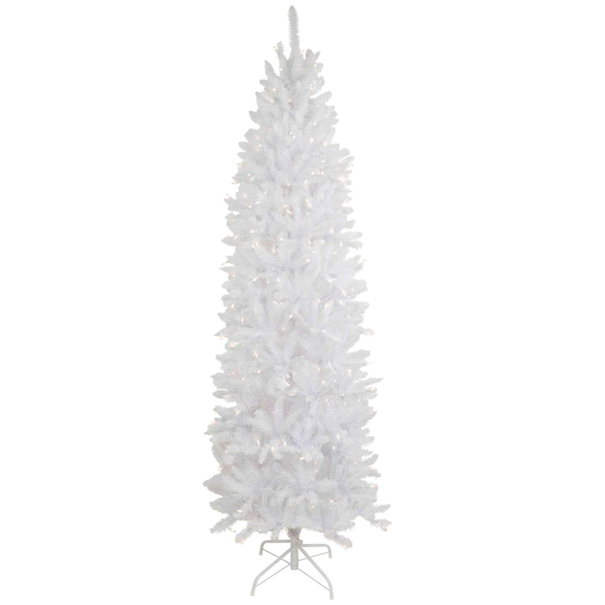 9ft. Pre-Lit Rapids White Pine Pencil Artificial Christmas Tree, Clear Lights