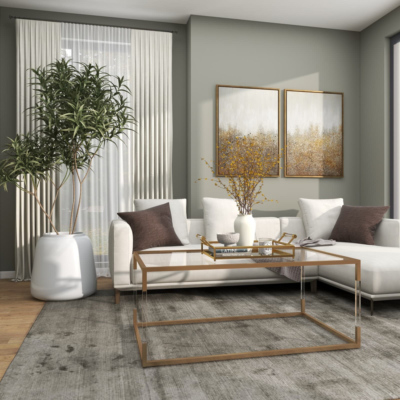 20" White Modern Wide Floor Vase