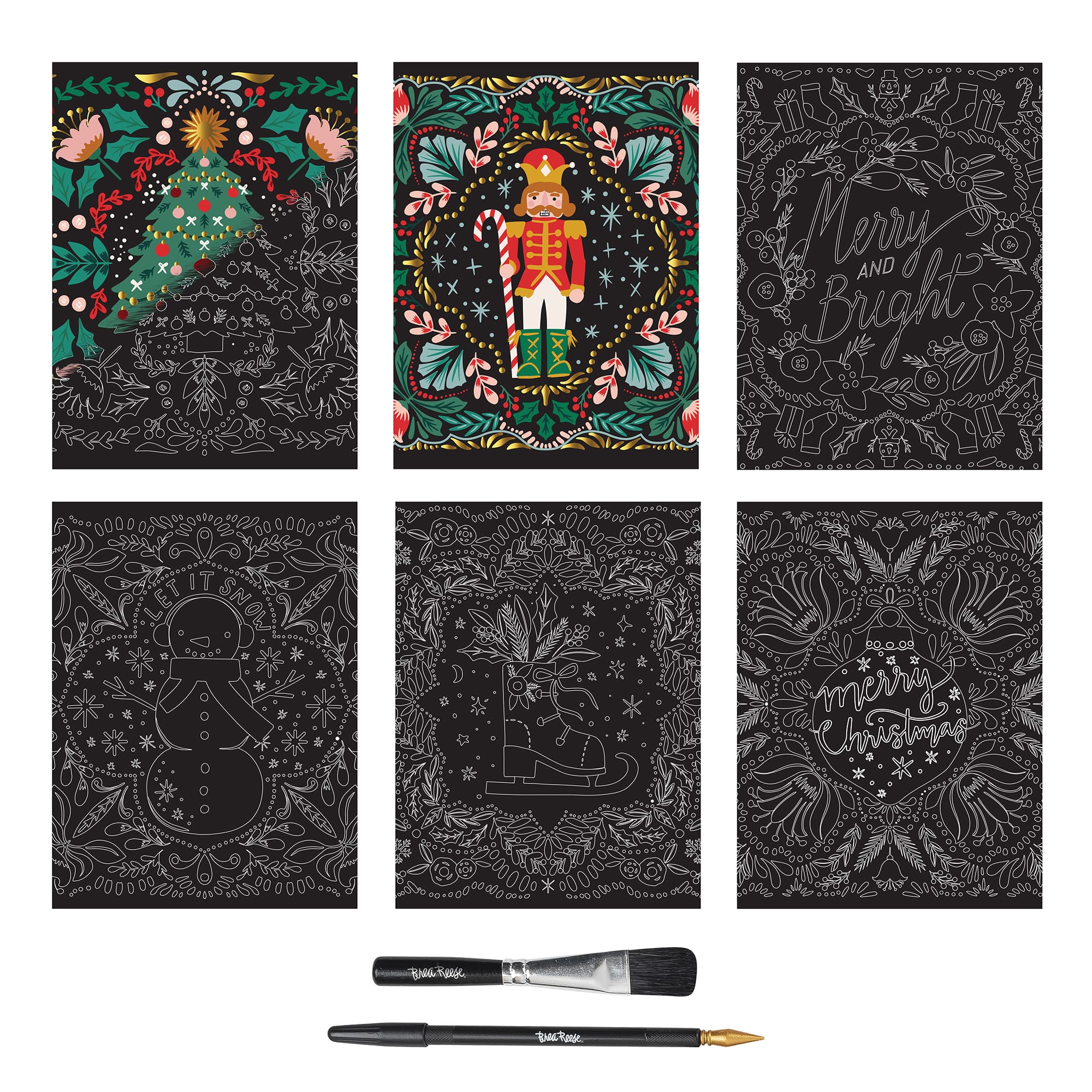 Brea Reese&#x2122; 9&#x22; x 12&#x22; Holiday Motif Scratch Art Paper Pad