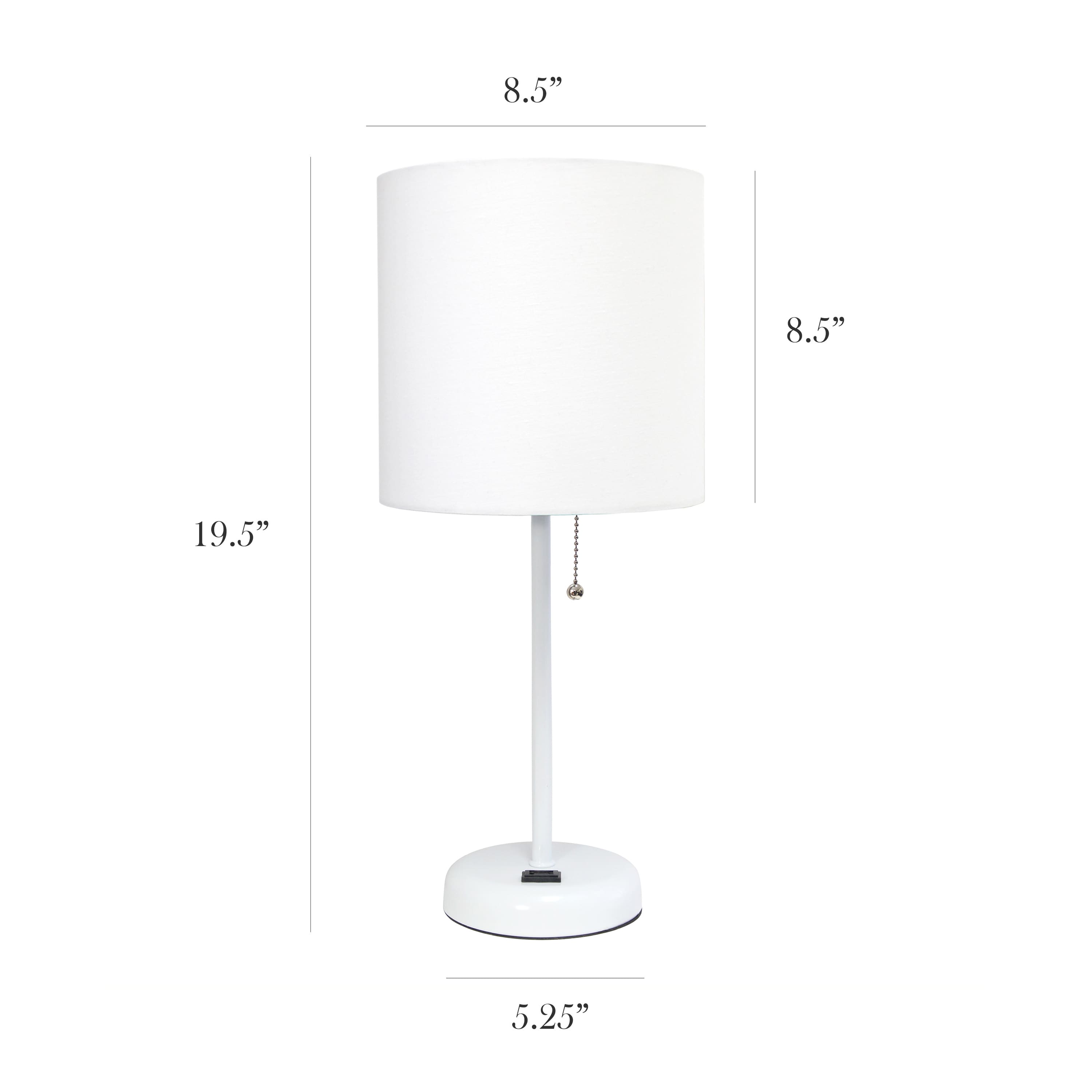 LimeLights White Base Lamp with Charging Outlet