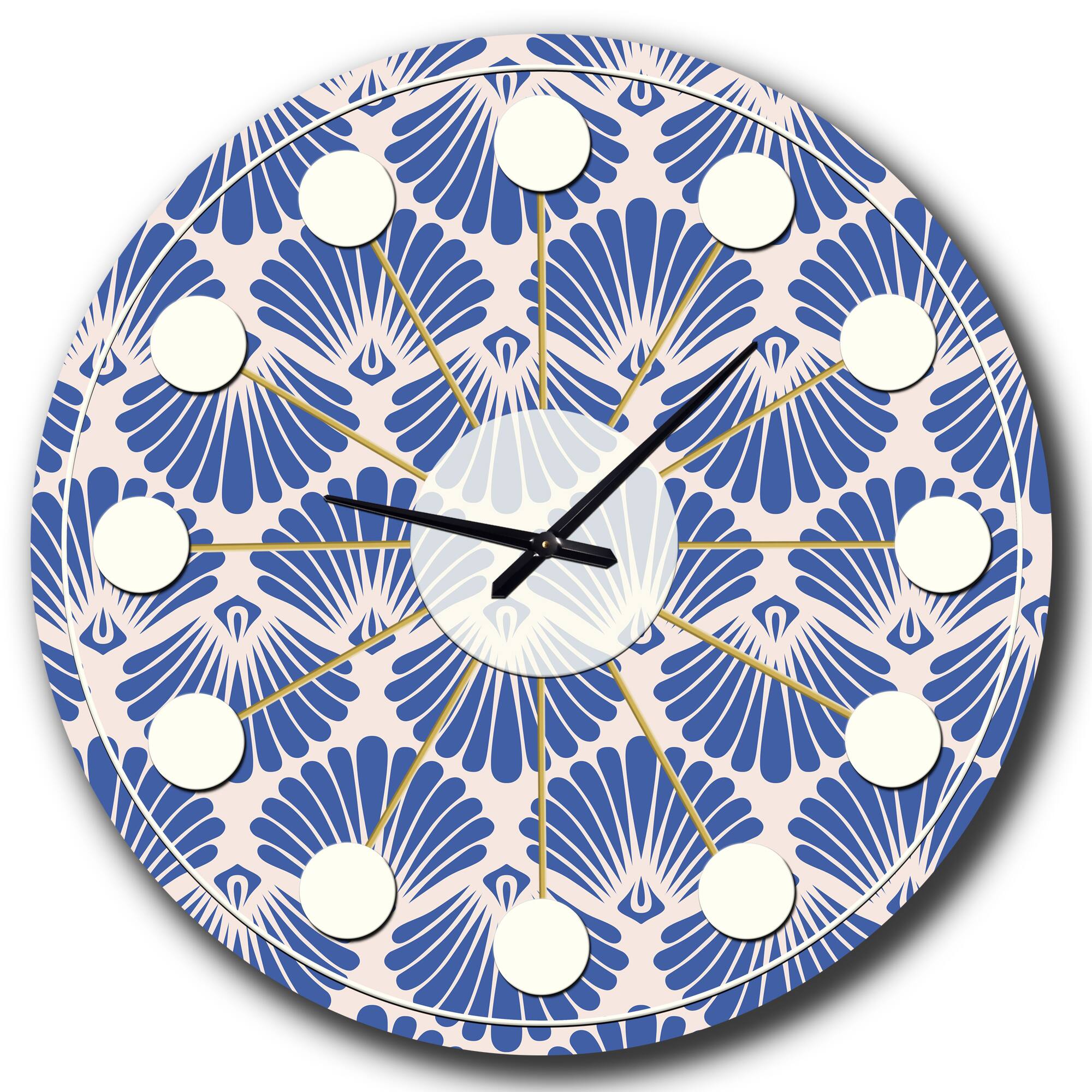 Designart 'Retro Blue Waves Mid-Century Modern Wall Clock