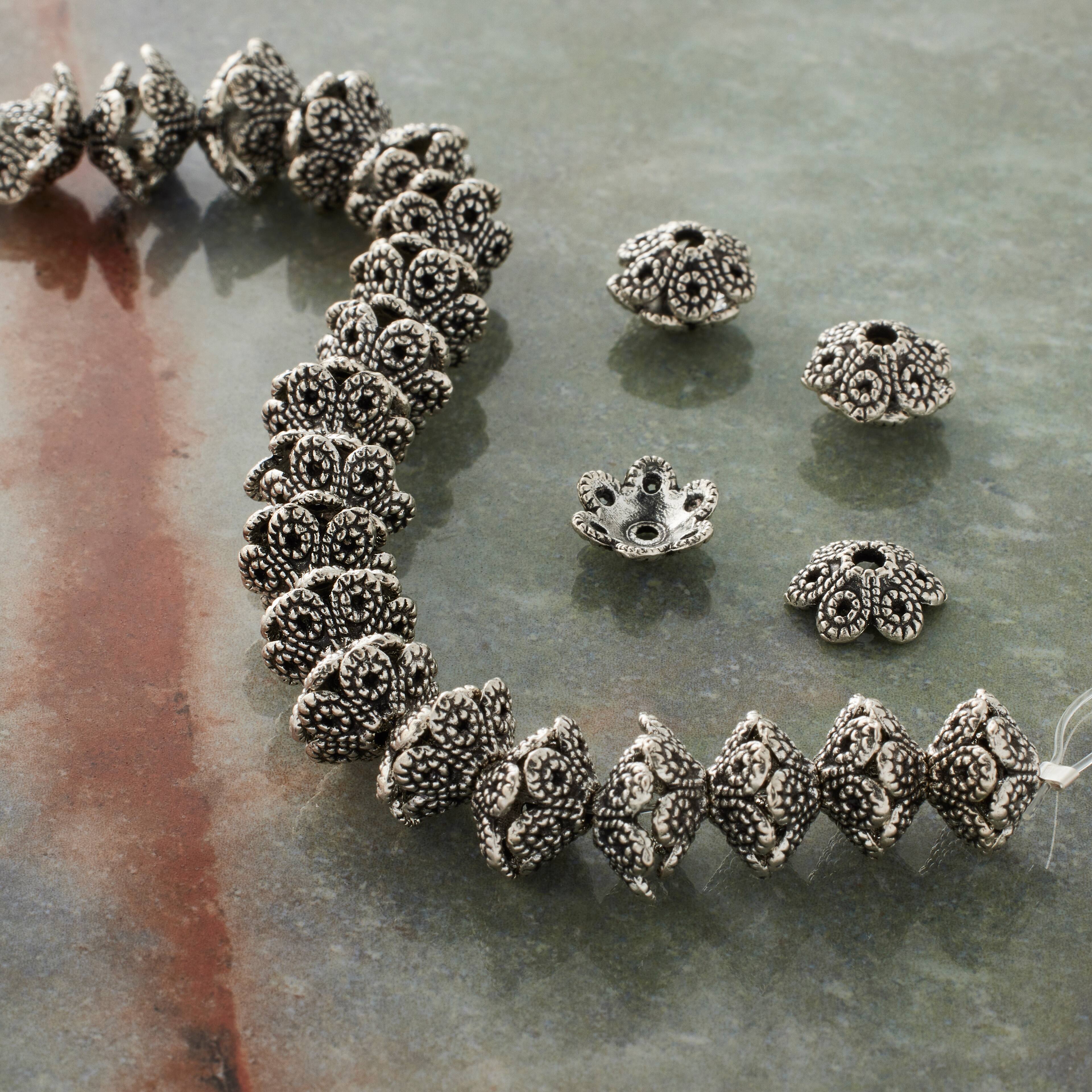 12 Pack:  Silver Dotted Rondelle Metal Beads, 10mm by Bead Landing&#x2122;