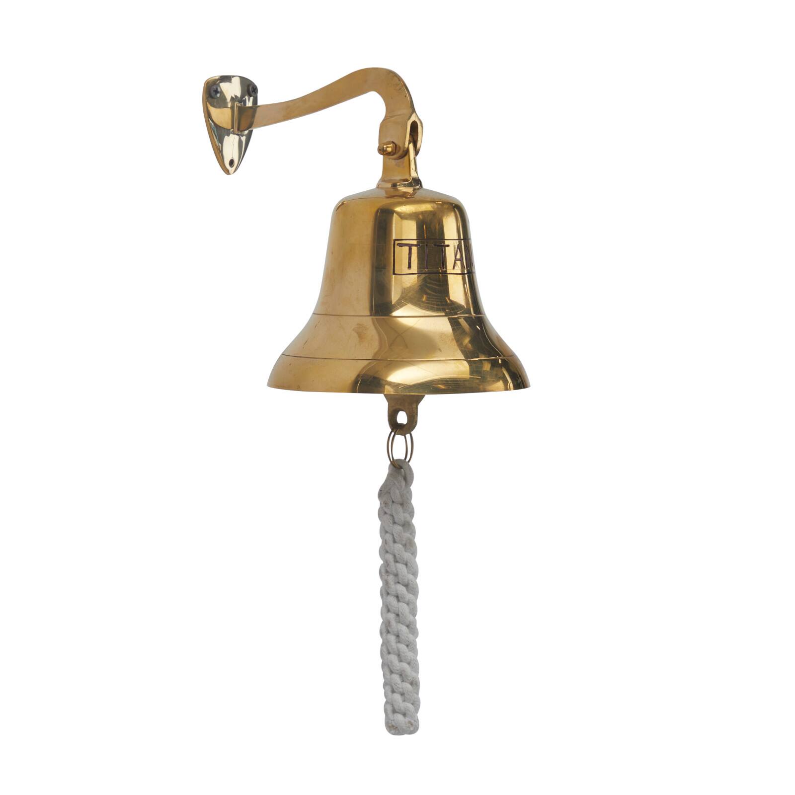 7.5" Gold Titanic Nautical Bell Wall Accent with Rope Pull