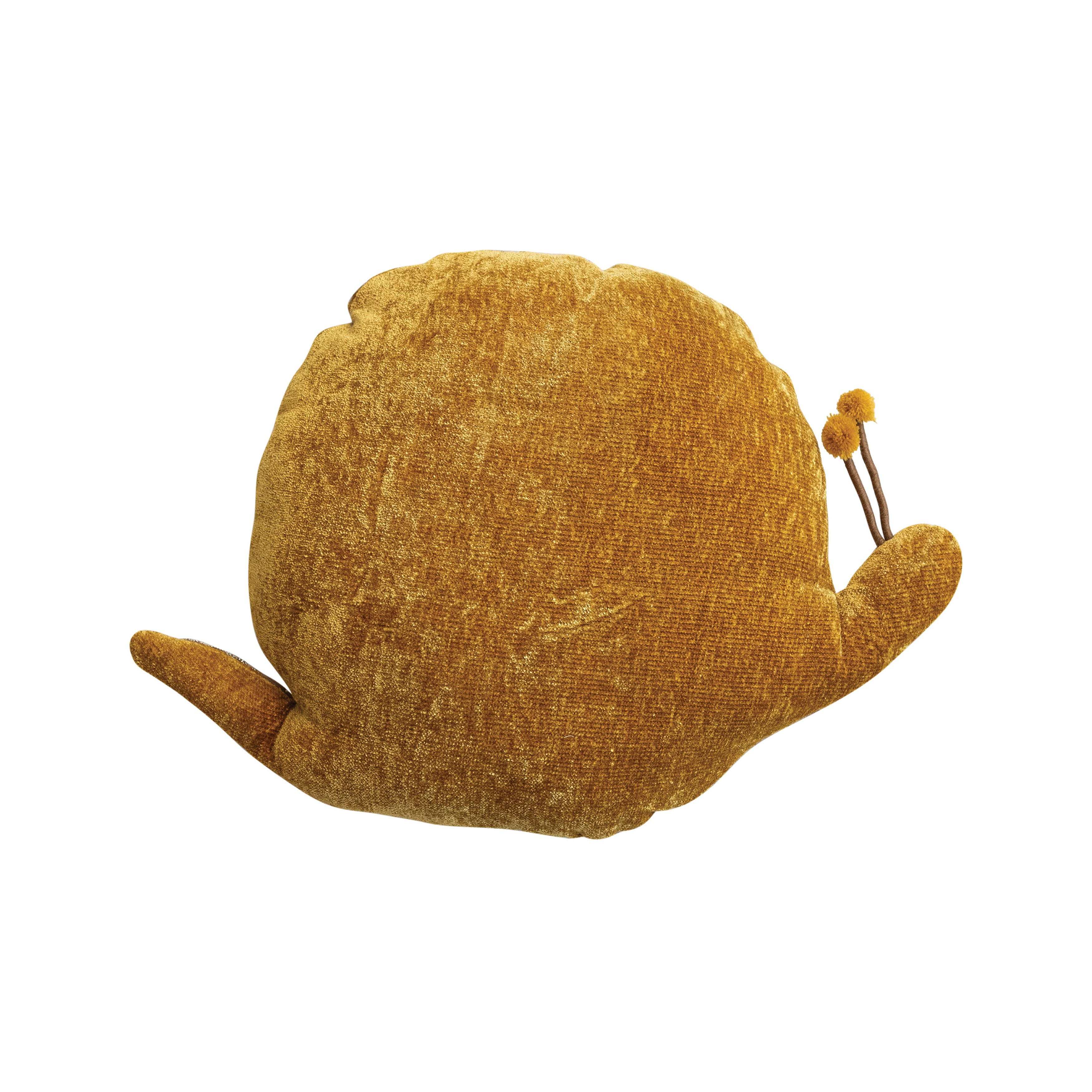 Hello Honey® 18" x 14" Mustard & Brown Hand-Woven Fabric Snail-Shaped Throw Pillow